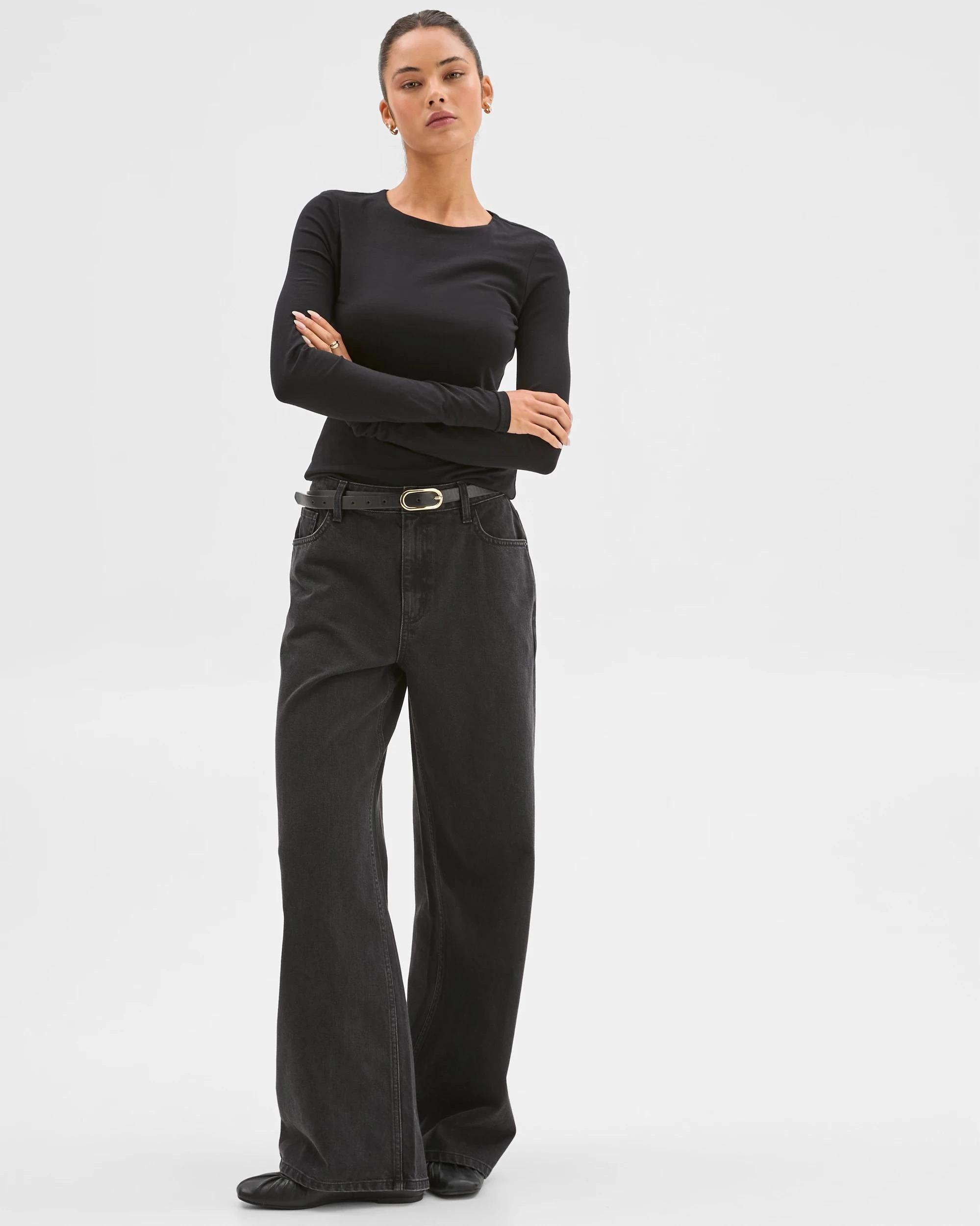 2 Lily Loves Australian Cotton Crew Neck Top BLACK, 2 of 7
