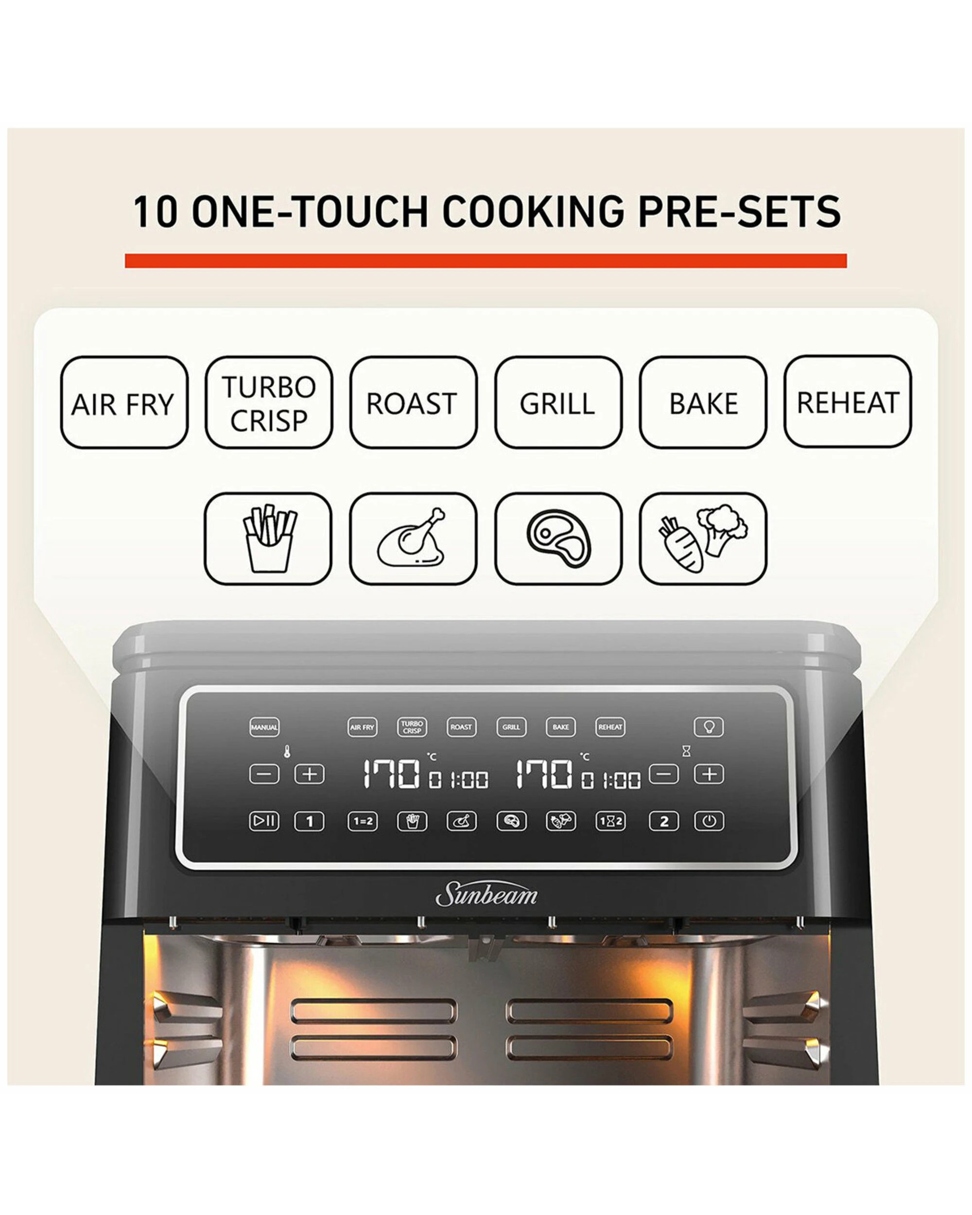 5 Sunbeam 11 Litre Multi Zone Air Fryer Oven - BLACK, 5 of 5