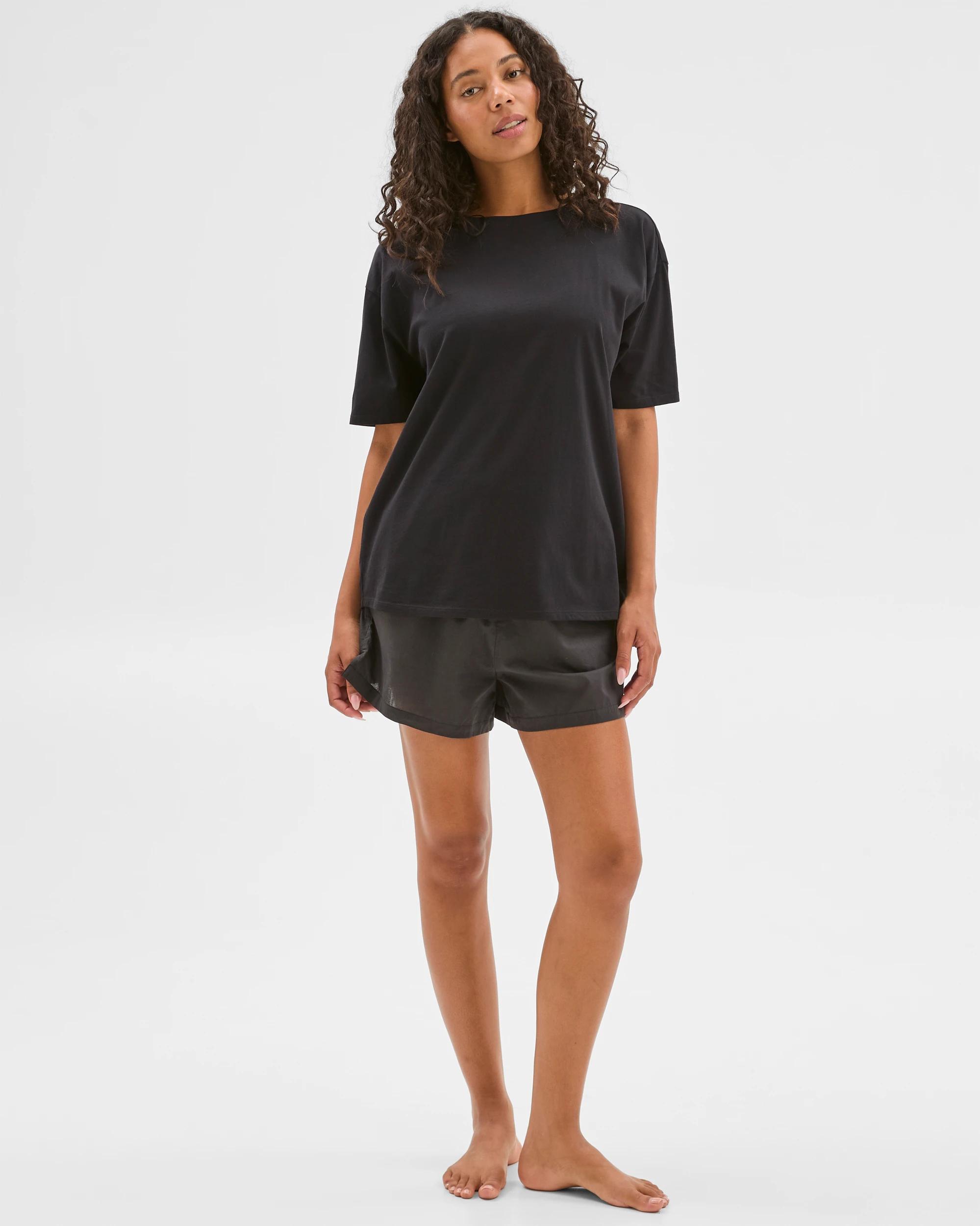 1 Target Womens Australian Cotton Boyfriend Miix & Match Pyjama Top BLACK, 1 of 6