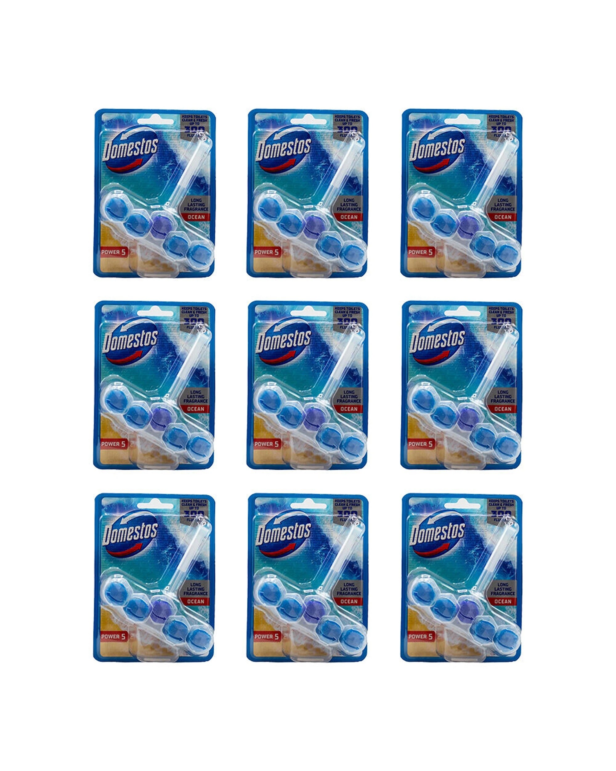 1 Domestos Toilet Cage Power 5 Bathroom Fragrance Ocean 9 Pack 50g - Multi, 1 of 3