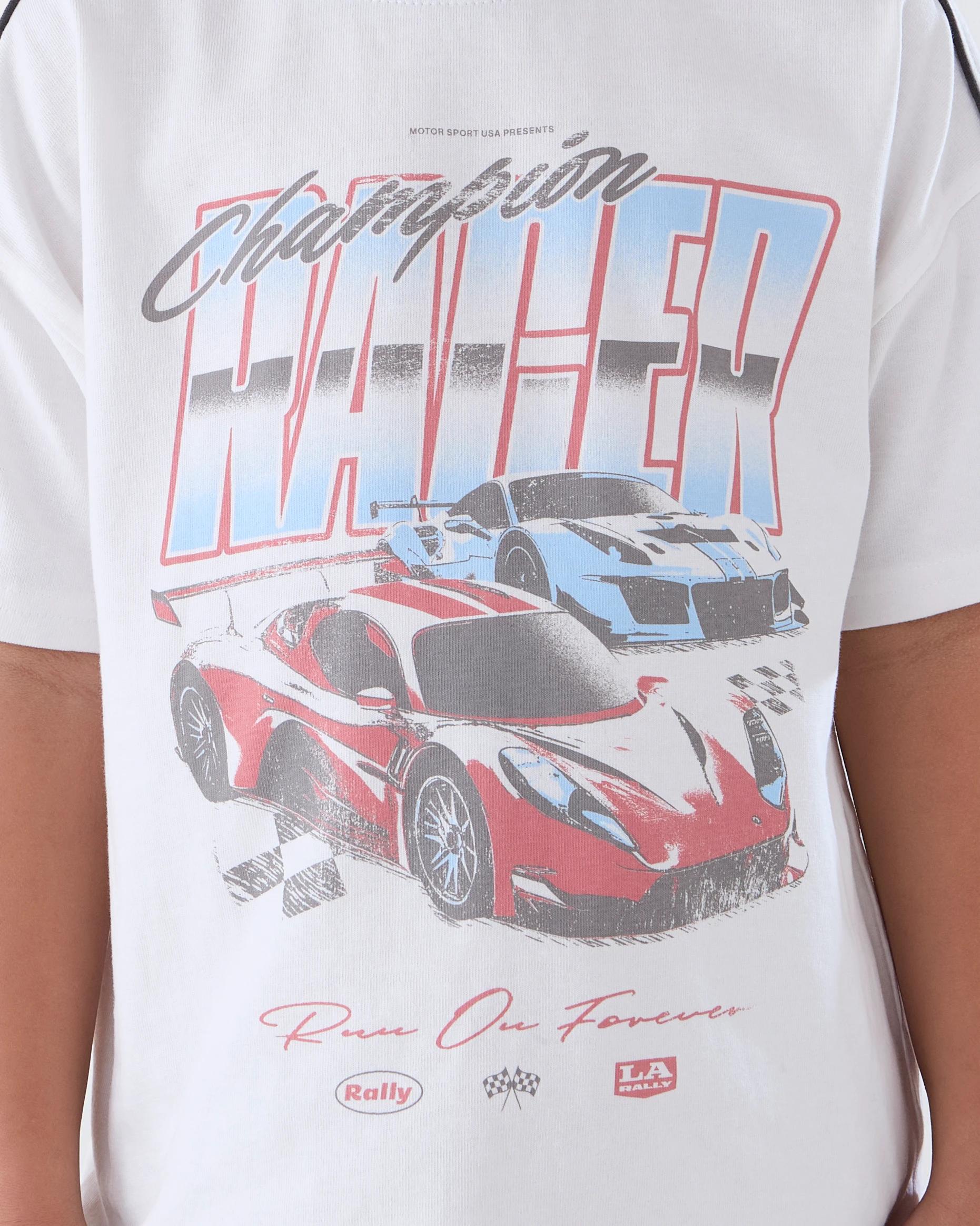 4 Oversized Printed T-shirt Wht Race, 4 of 8