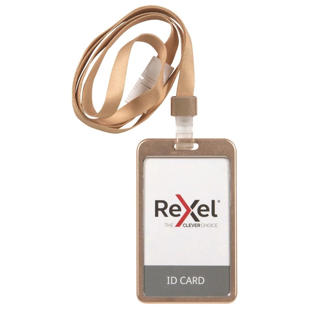 2 Rexel Aluminium Card Holder Portrait with Lanyard Rose Gold, 2 of 2
