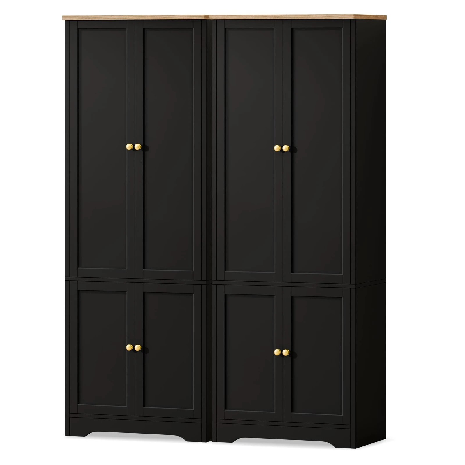 1 Alfordson 2x Buffet Sideboard Storage Cabinet Cupboard Kitchen Hallway Wardrobe - Black, 1 of 9