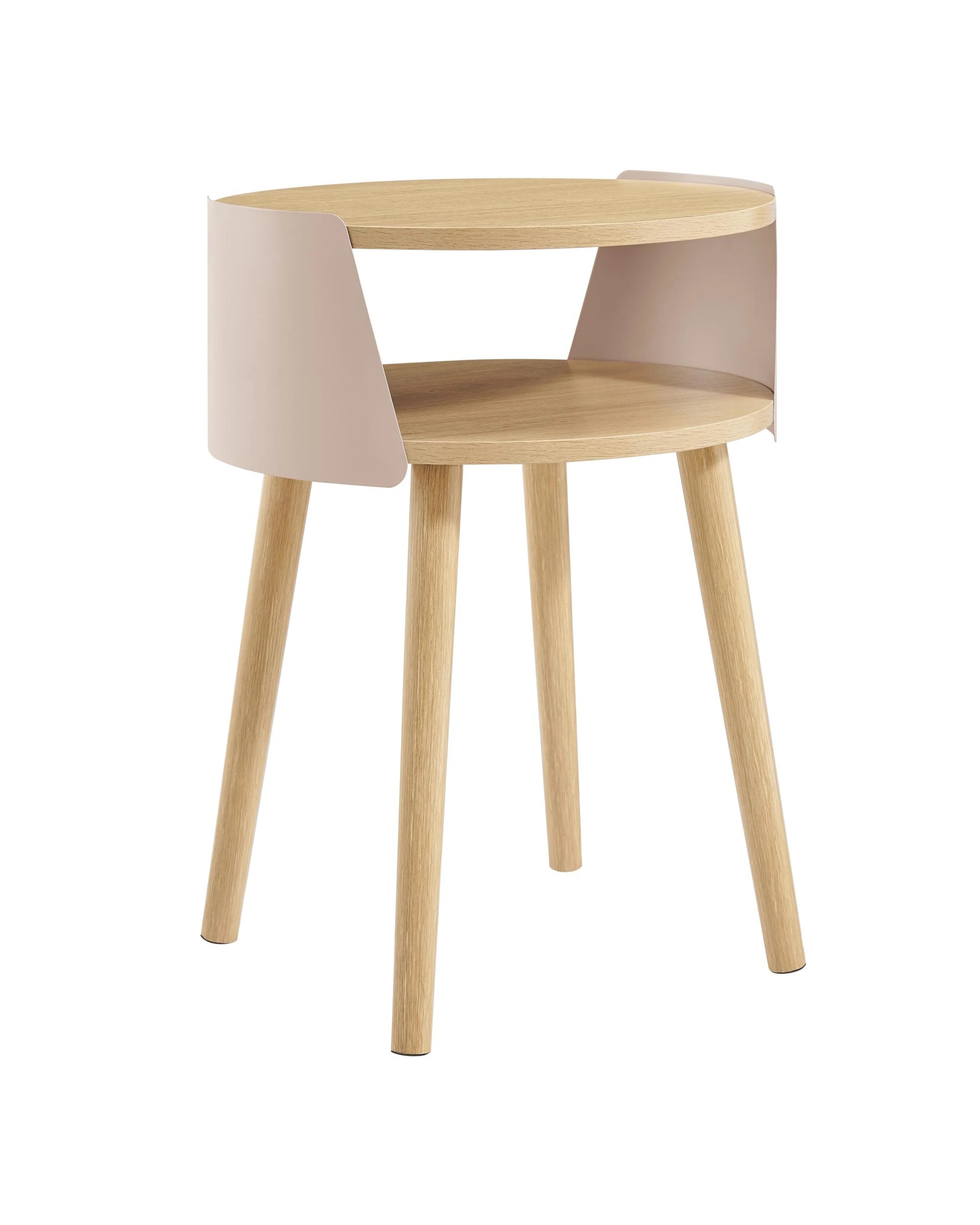 1 Kodu Side Table Bedside Shelf Round - Beige, 1 of 9