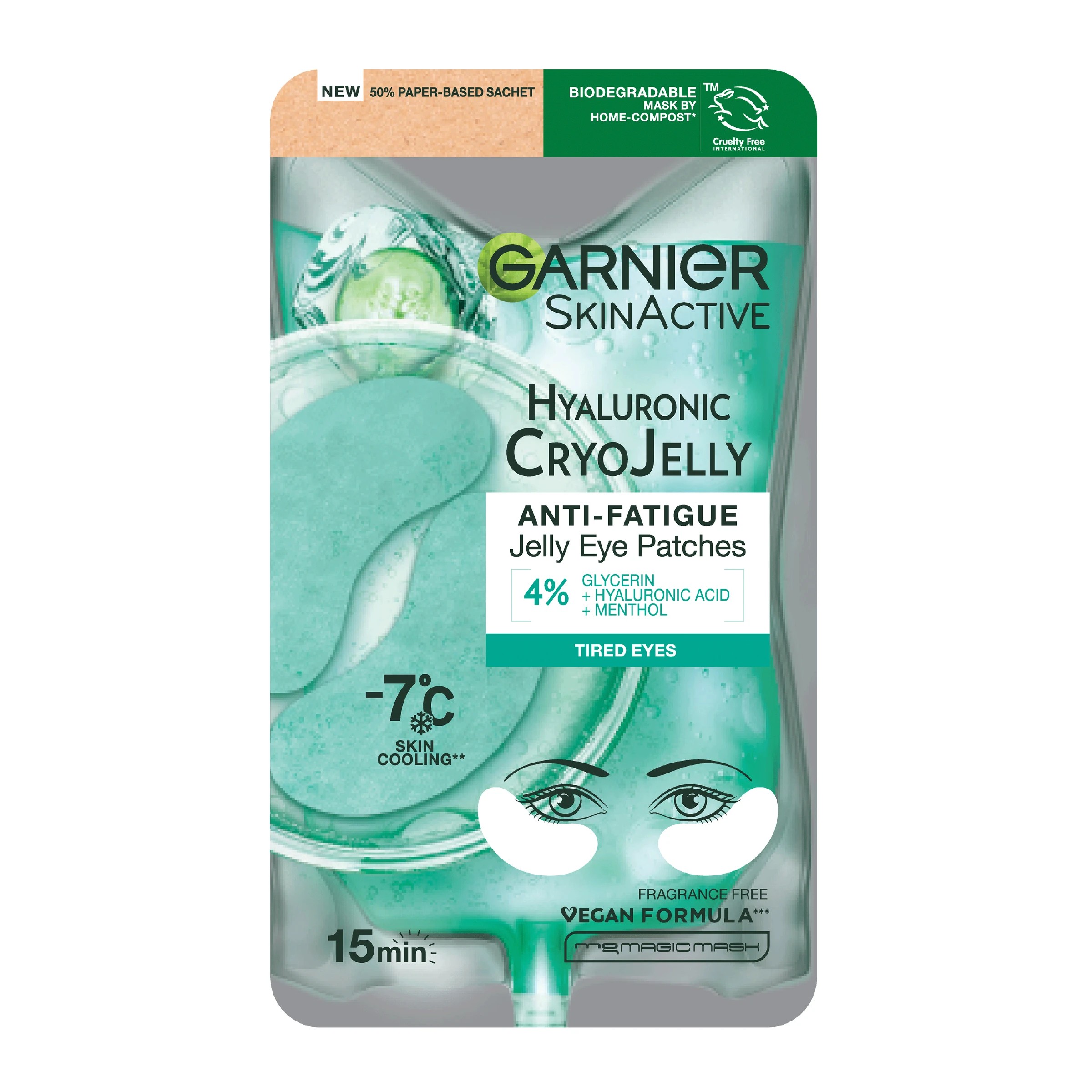 1 Garnier SkinActive Anti-Fatigue Jelly Eye Patches 5g - Hyaluronic CryoJelly, 1 of 8