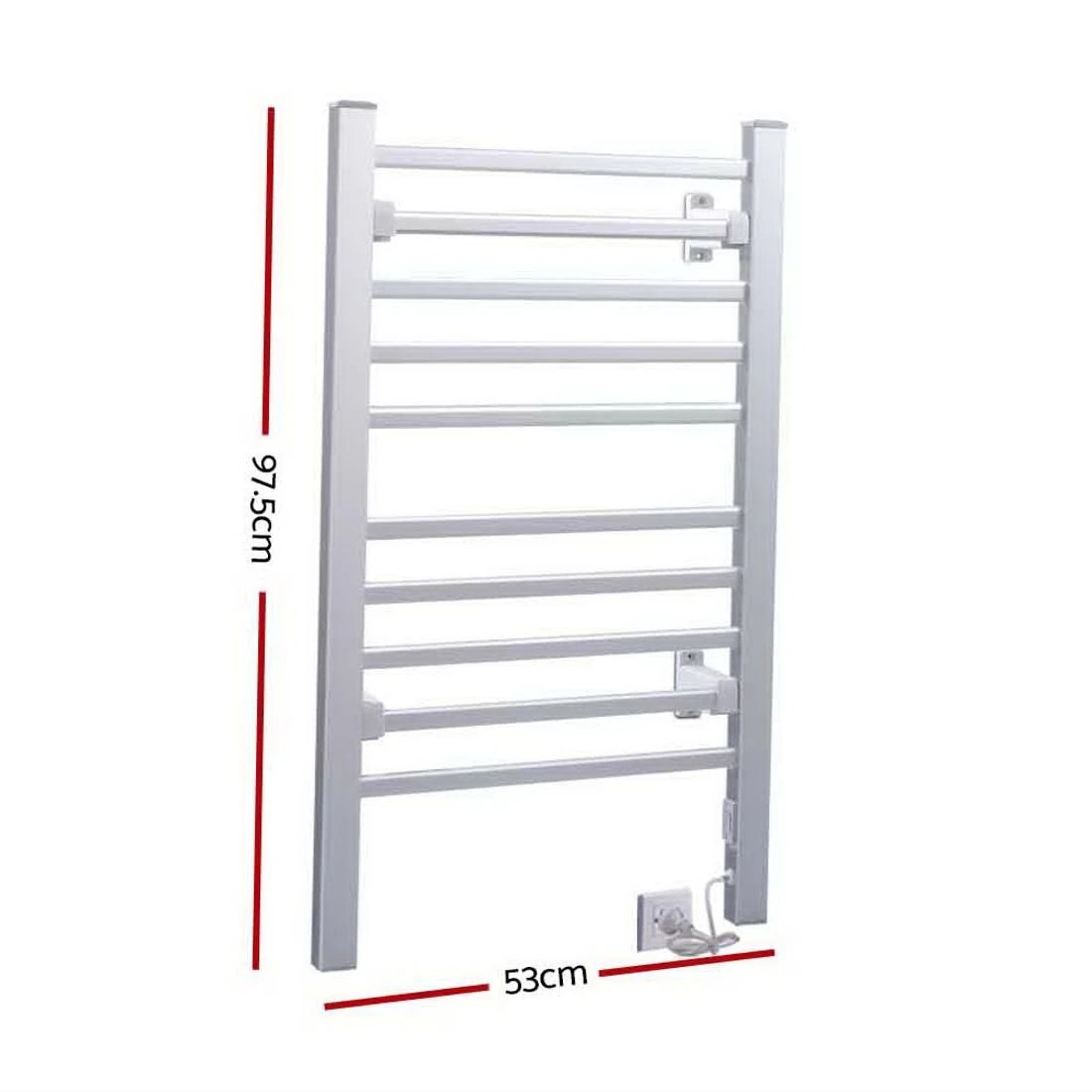 2 Devanti Electric Heated Towel Rail Rack 10 Bars Freestanding Clothes Dry Warmer - Silver, 2 of 7