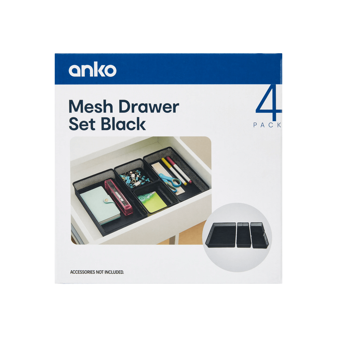 8 4 Pack Mesh Drawer Set - Black, 8 of 8