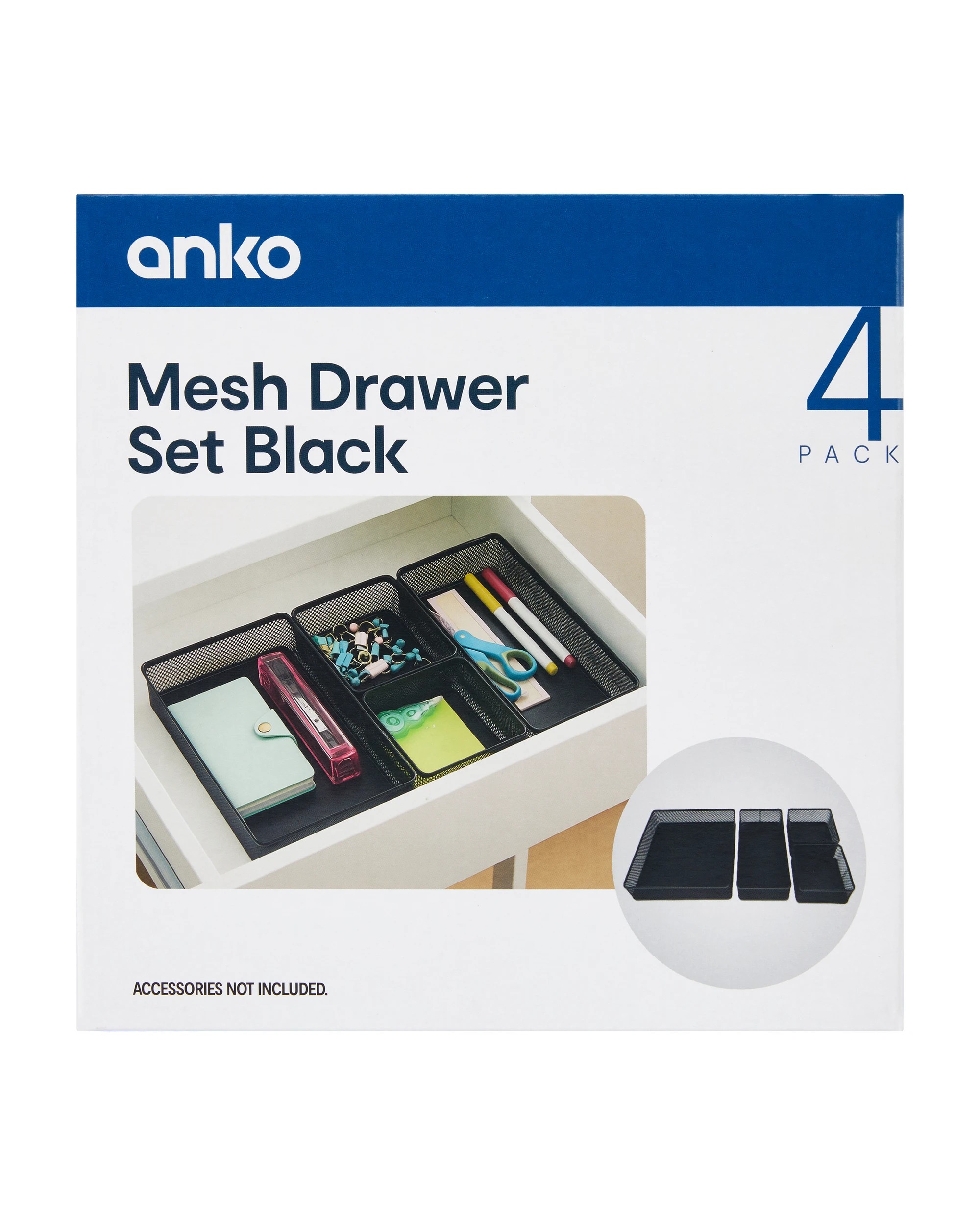 8 4 Pack Mesh Drawer Set - Black, 8 of 8
