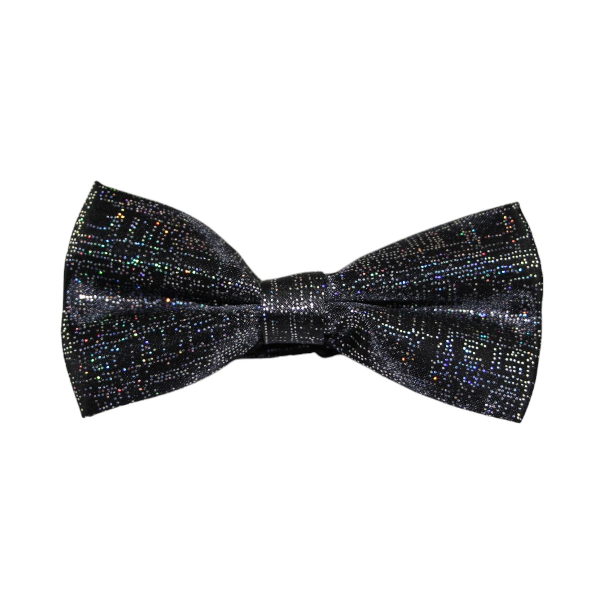 1 Zasel Mens Black Sparkly Glitter Patterned Bow Tie - Black, 1 of 6