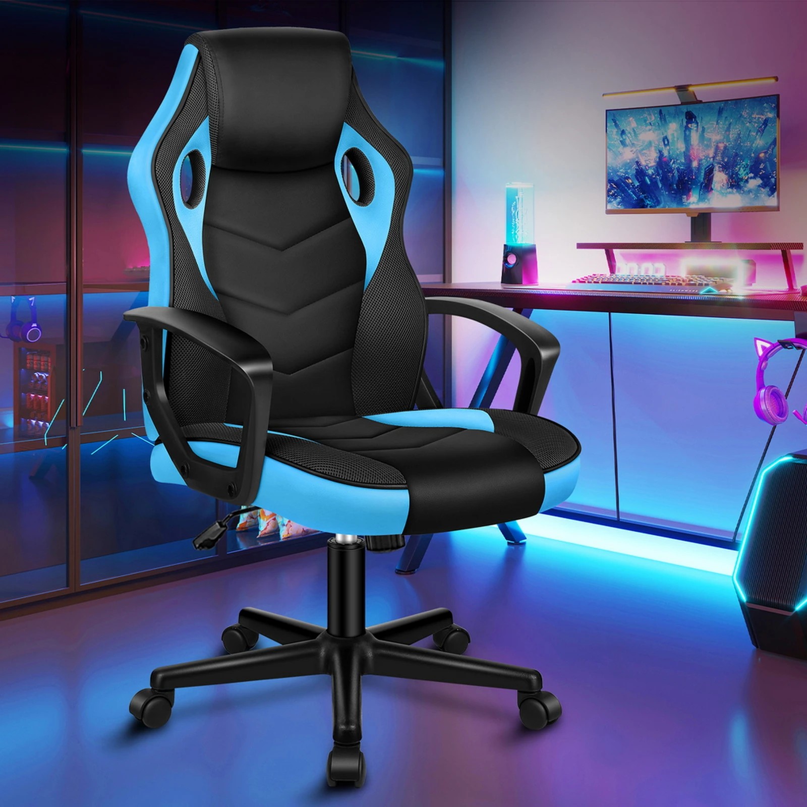 9 Alfordson Gaming Chair Racing Office Executive Computer Seat - Blue, 9 of 9
