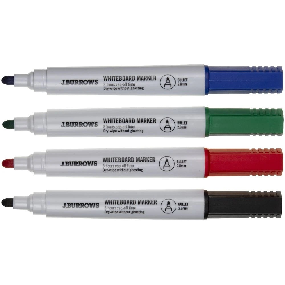 2 J.Burrows Whiteboard Markers Bullet Assorted 4 Pack, 2 of 4
