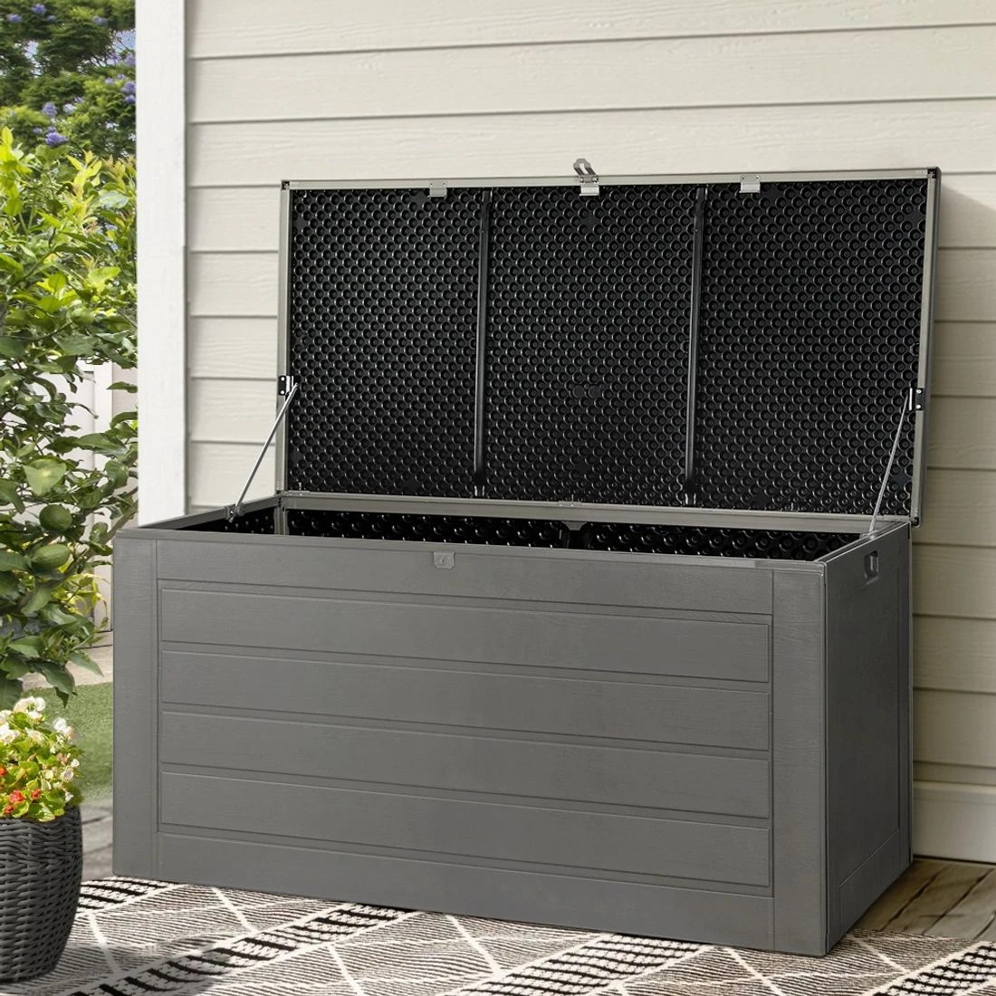 3 Gardeon Outdoor Storage Box 680L Container Lockable Garden Bench Tool Shed - Black, 3 of 7