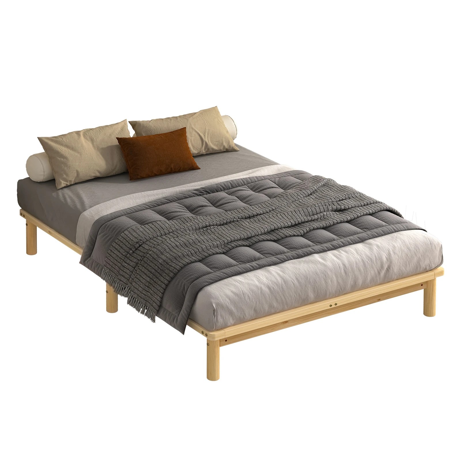 1 Alfordson Bed Frame Wooden Timber Queen Size Mattress Base Platform Basia - Natural, 1 of 10