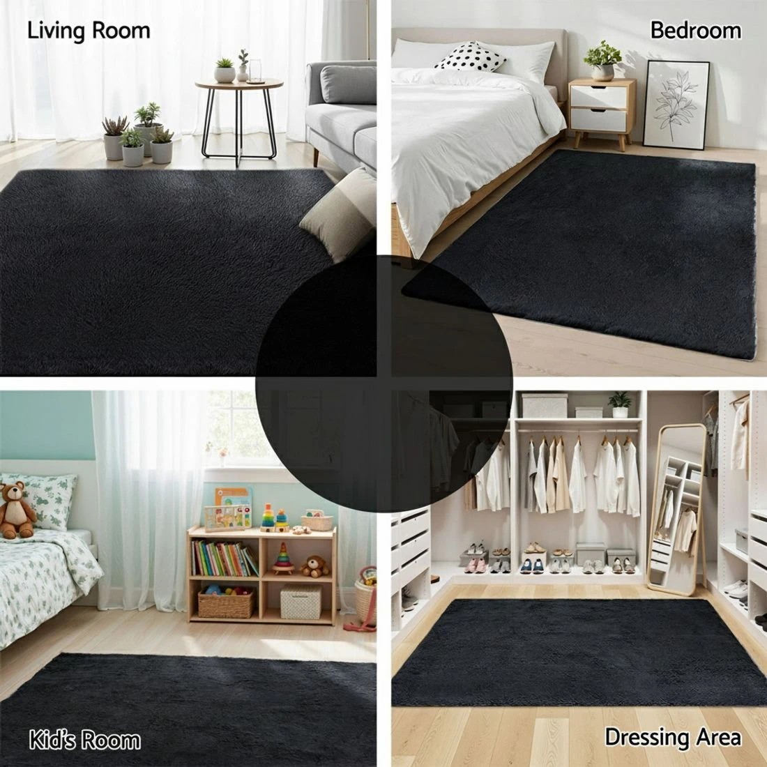 8 Artiss Floor Rug 200x230cm Plush Area Shaggy Rug Living Room Bedroom Carpet - Black, 8 of 9