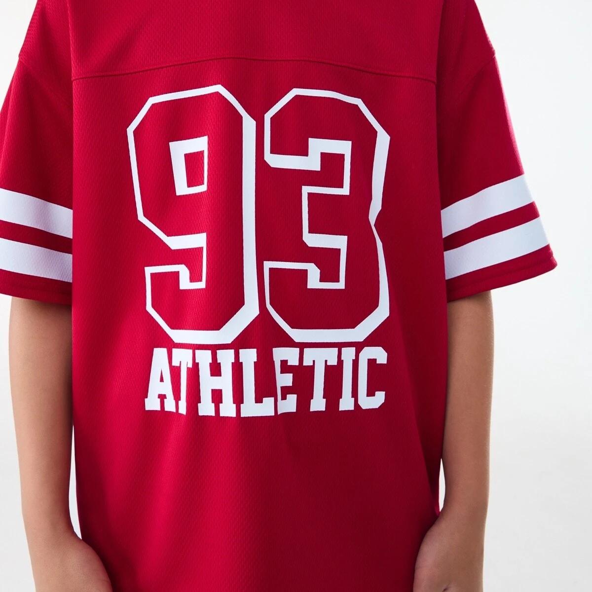 5 Short Sleeve Oversized Mesh T-shirt JERSEY 93 URBAN MID RED, 5 of 8