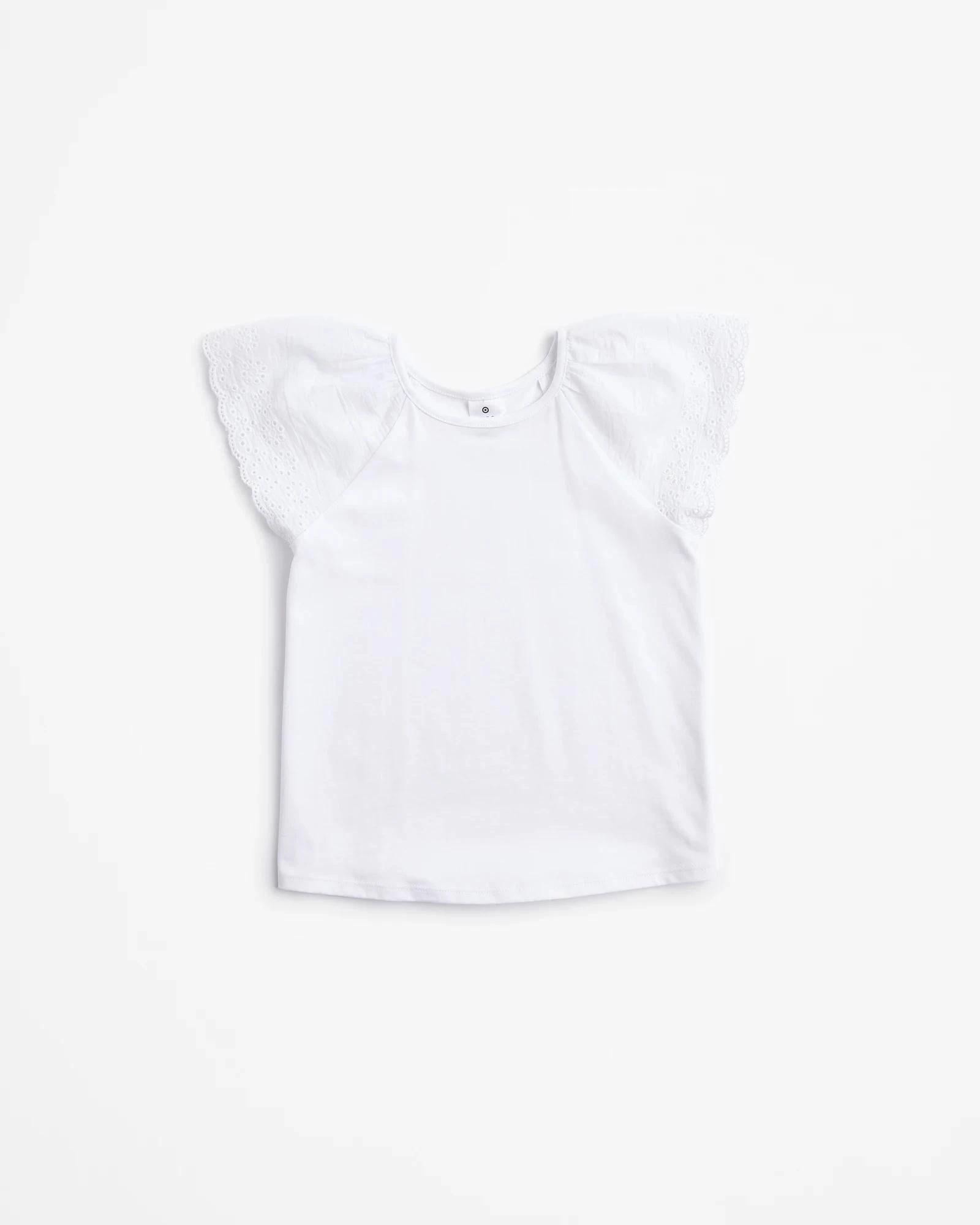 2 Target Australian Cotton Broderie T-shirt 2 Pack PINK + WHITE, 2 of 4