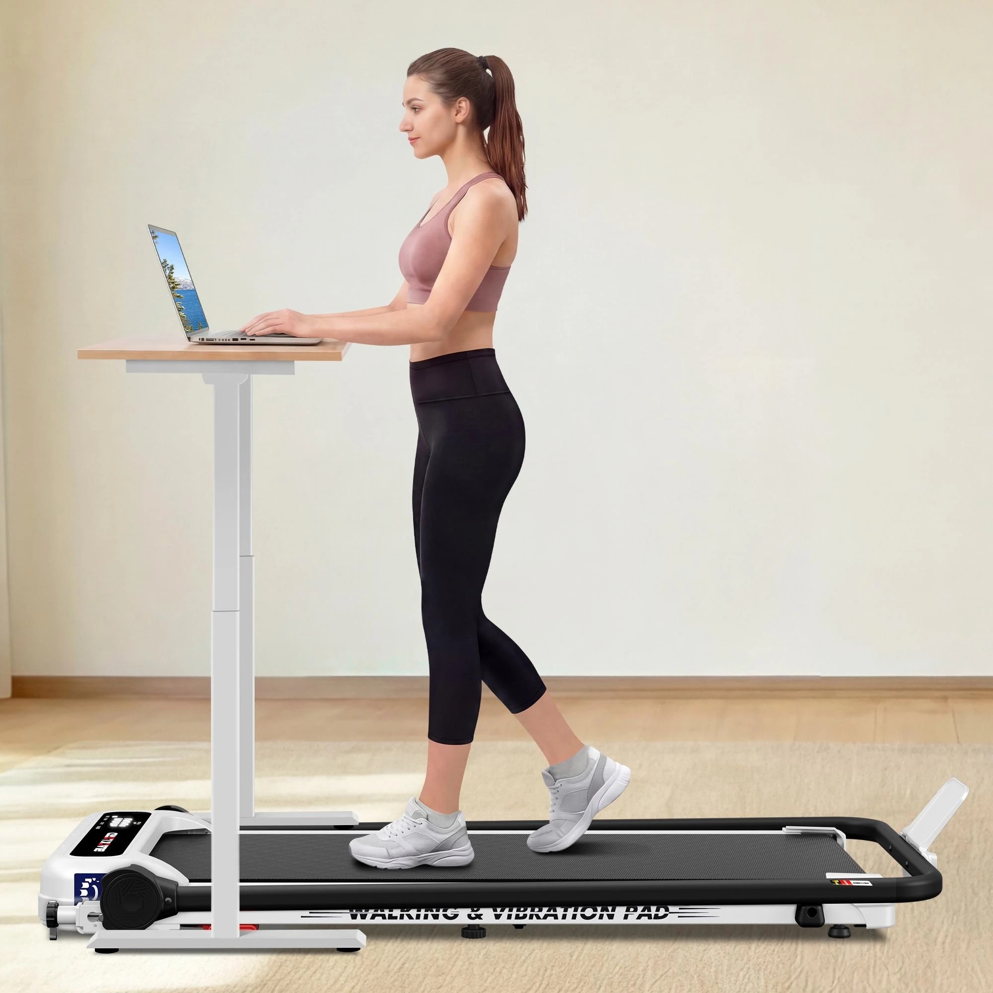 8 Black Lord Treadmill 4-in-1 Walking Vibration Pad Incline Foldable Home Gym - White, 8 of 9