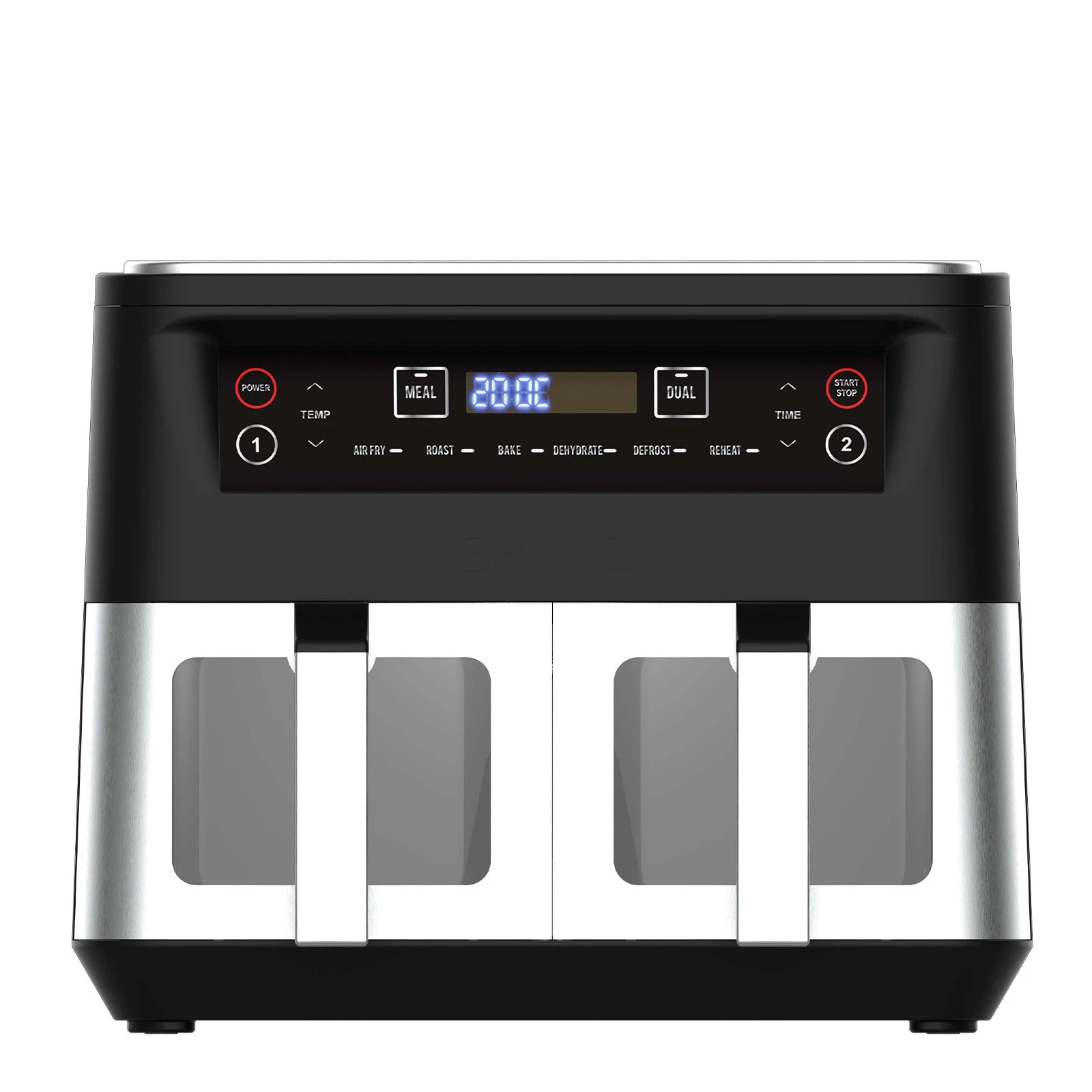 3 Kitchen Couture Dual View 2 x 5 Litre Air Fryer 6 Programs Stainless Steel - Silver, 3 of 10