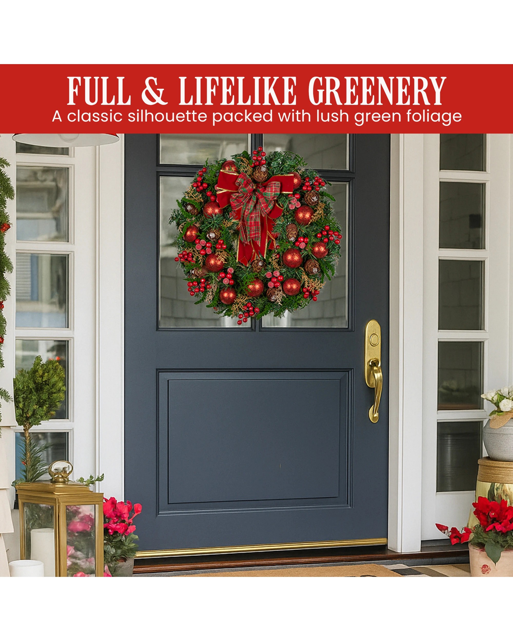 5 Christabelle Stunning 71cm Christmas Wreath Lush Red Baubles Berries Pine Cones And Bow Front Door Decoration, 5 of 10