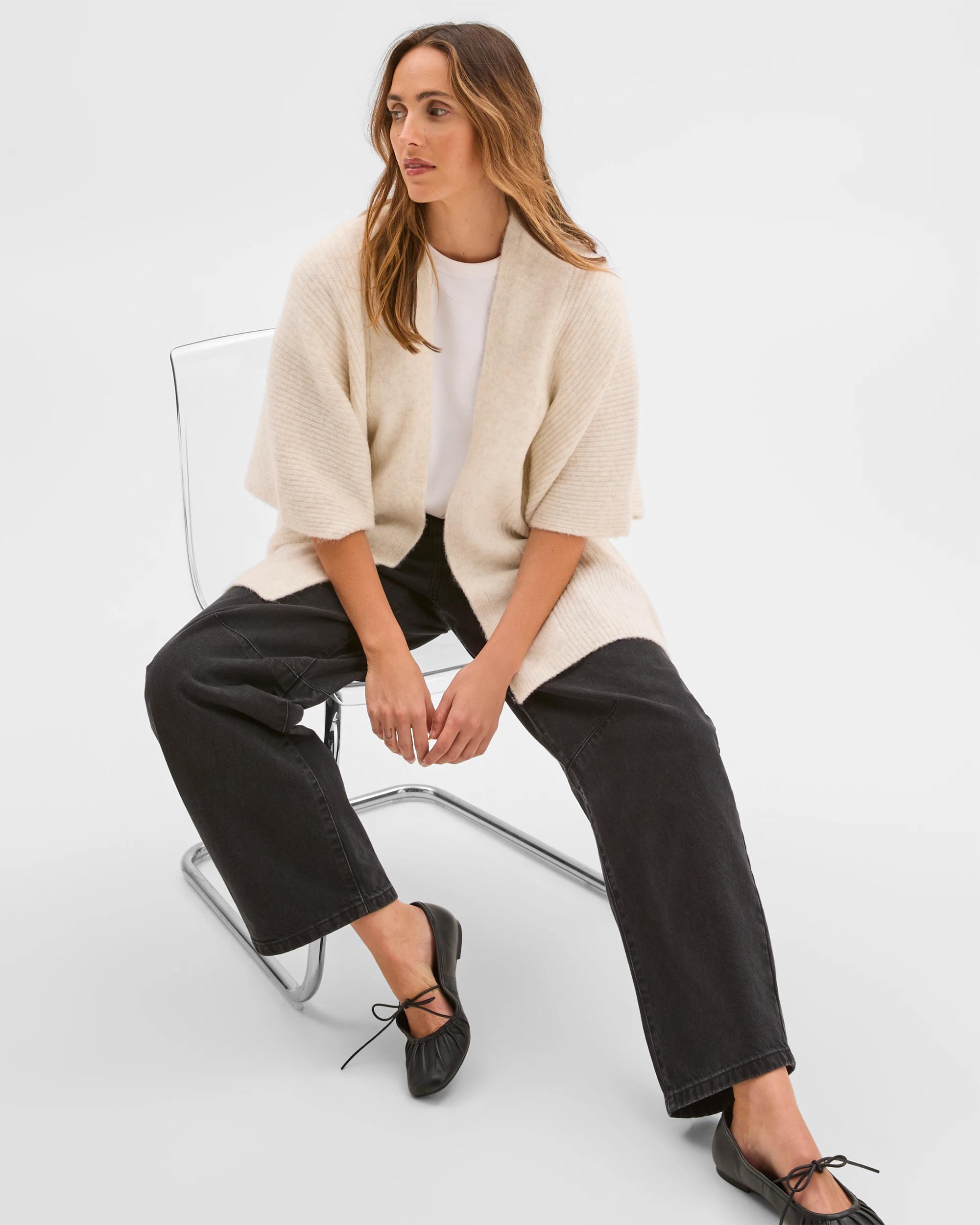 6 Target Woman Knitted Poncho CREAM MARLE, 6 of 6