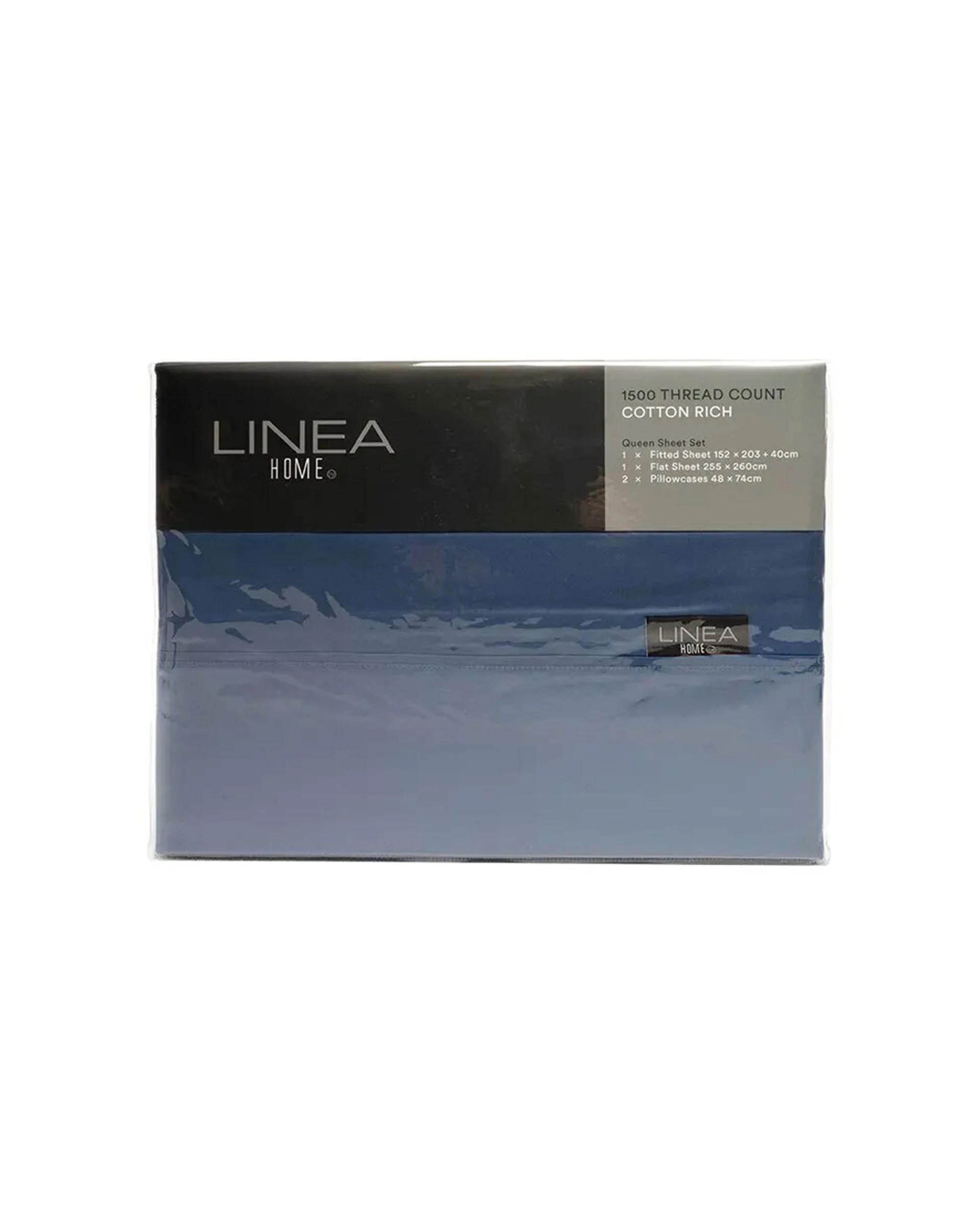 3 Linea Home 1500TC Cotton Rich Bed Bedding Sheet Set Storm - King Bed - Blue, 3 of 3