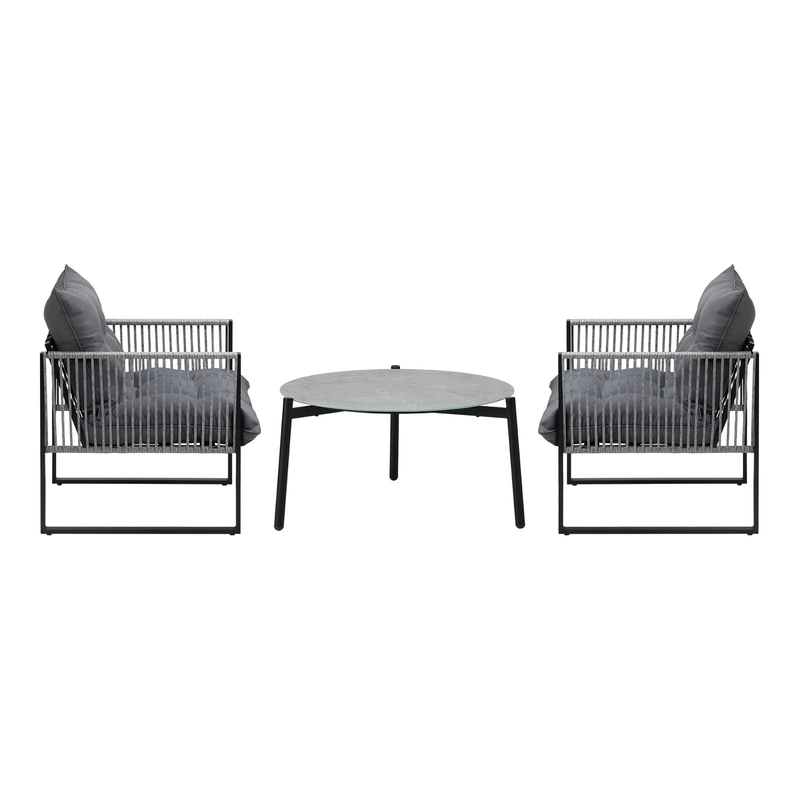 9 Livsip 5PCS Outdoor Patio Set Table Garden Lounge Chairs Grey 70cm Coffee Table - Multi, 9 of 9