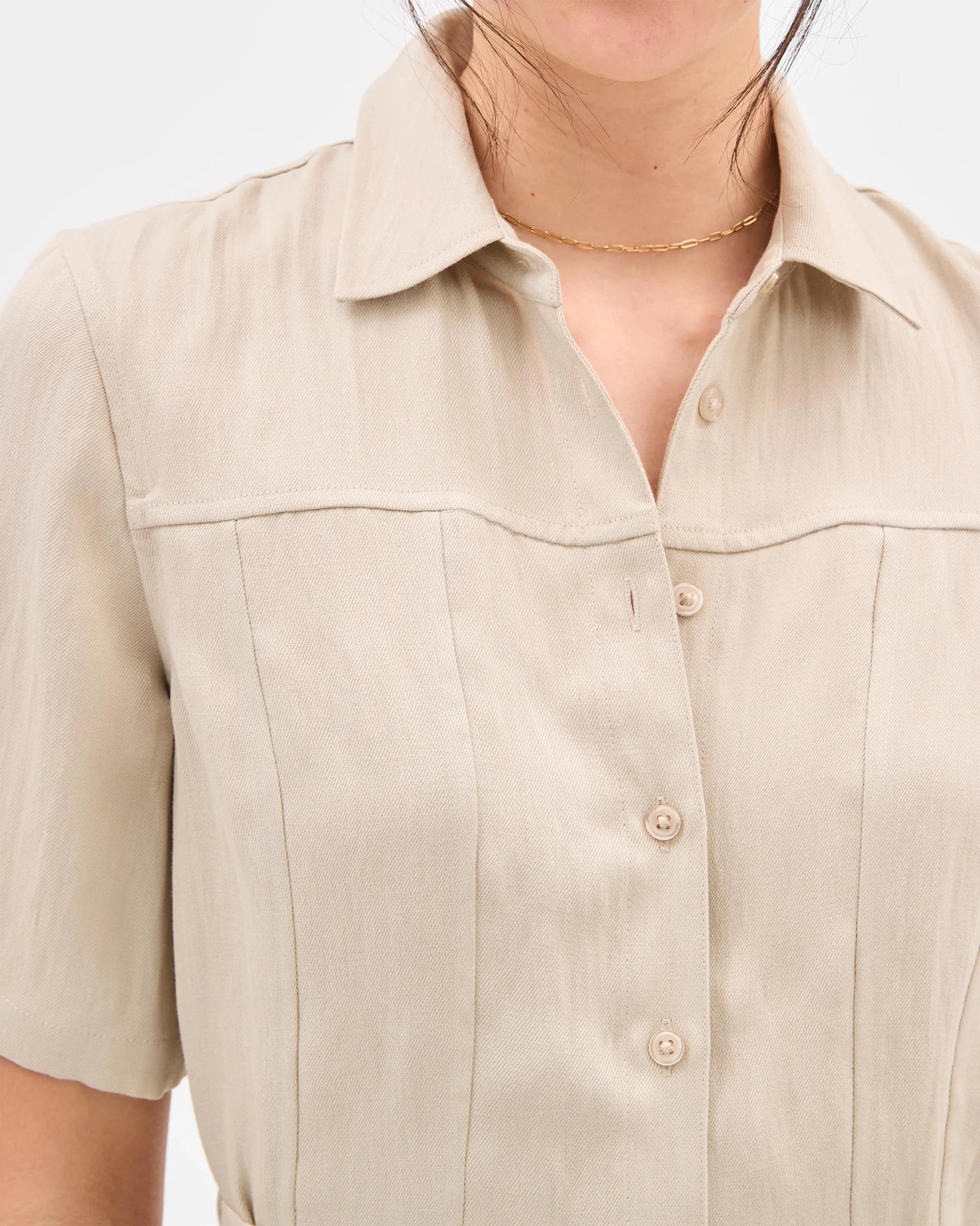 5 Summer Twill Seam Detail Mini Dress - Preview SAGE, 5 of 9