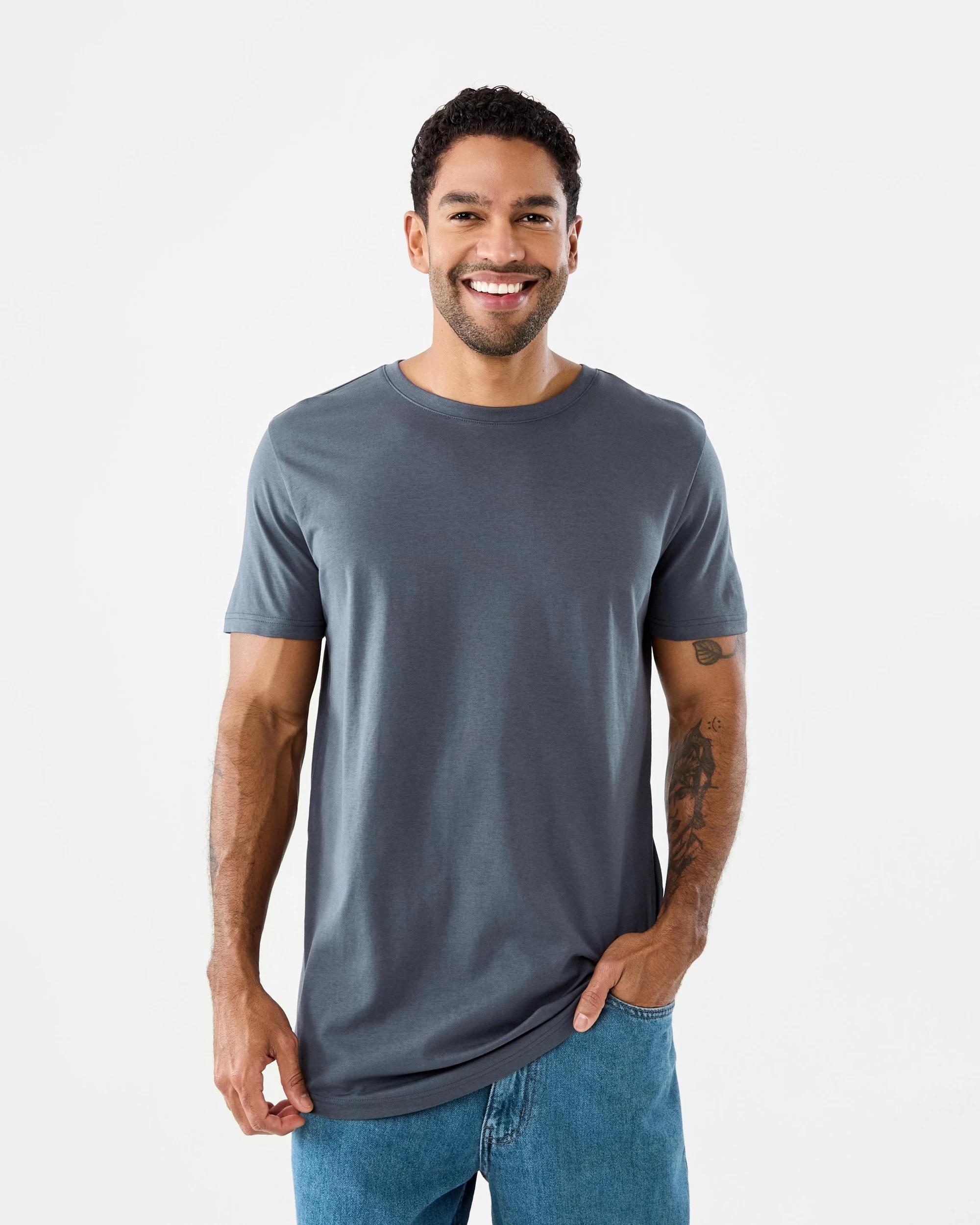 1 Cotton Longline T-shirt Blu Ombre, 1 of 6