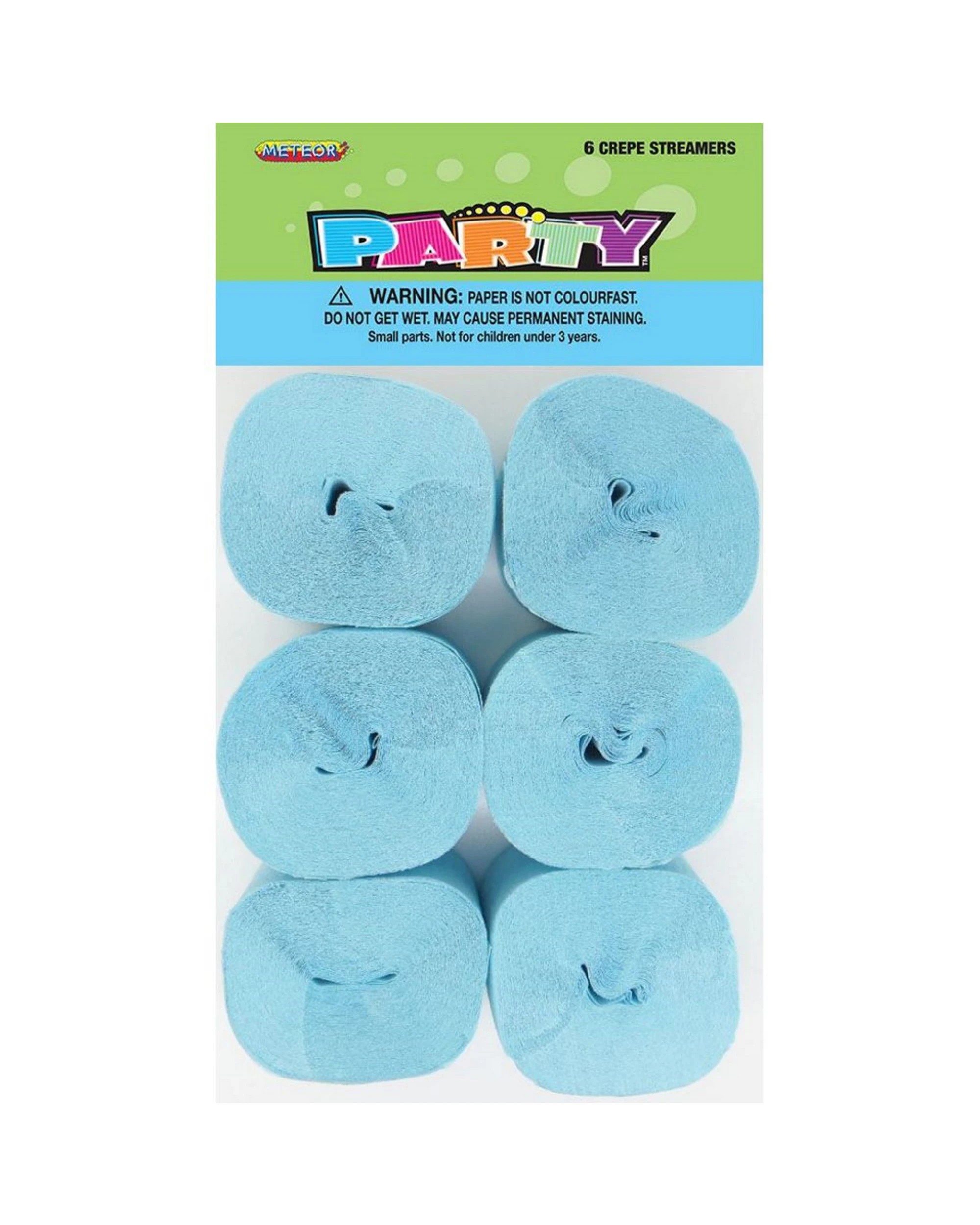 1 Meteor Light Crepe Streamers Pack of 6 - Blue, 1 of 1