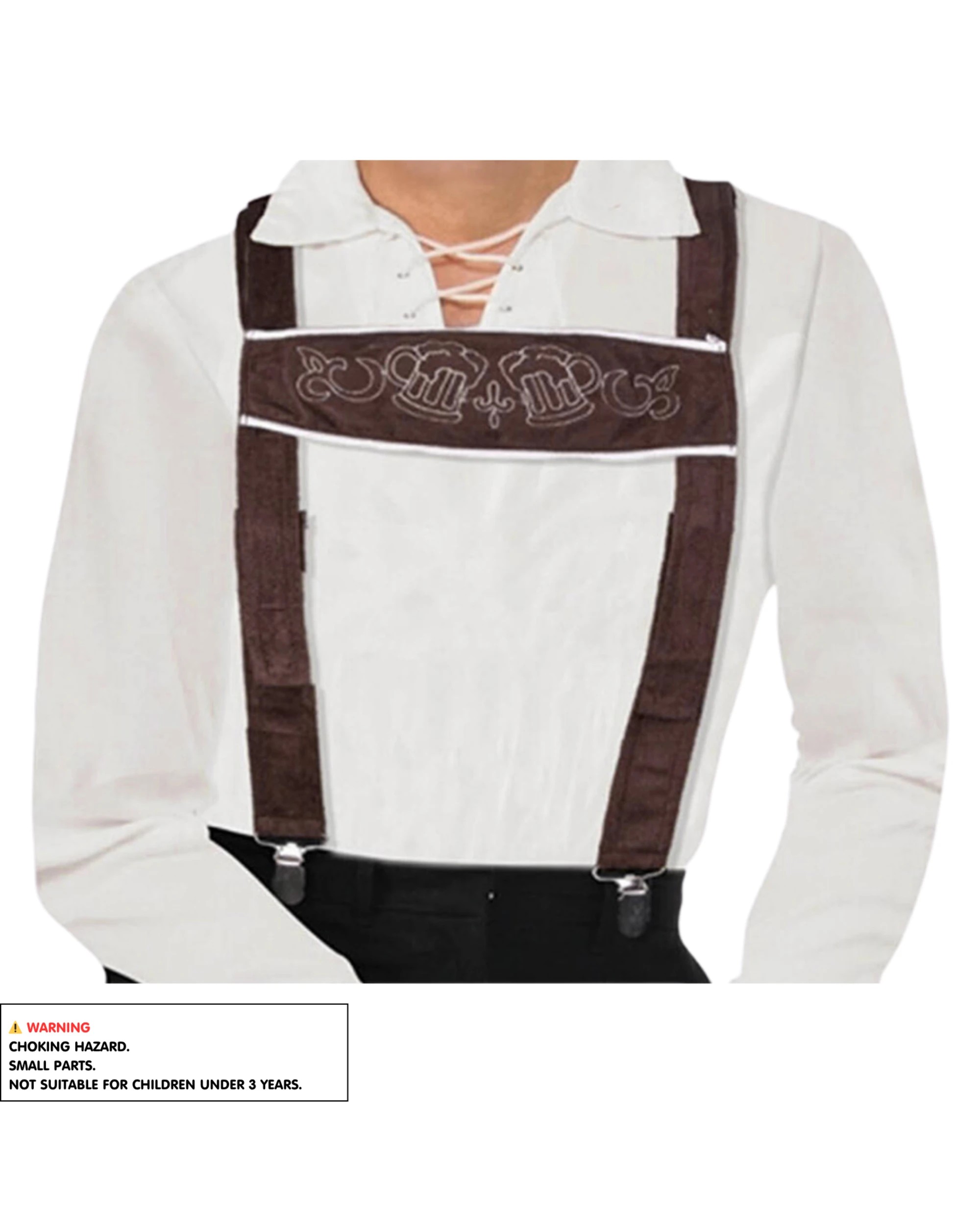 3 Tomfoolery Lederhosen Suspenders Dark - One Size - Brown, 3 of 3