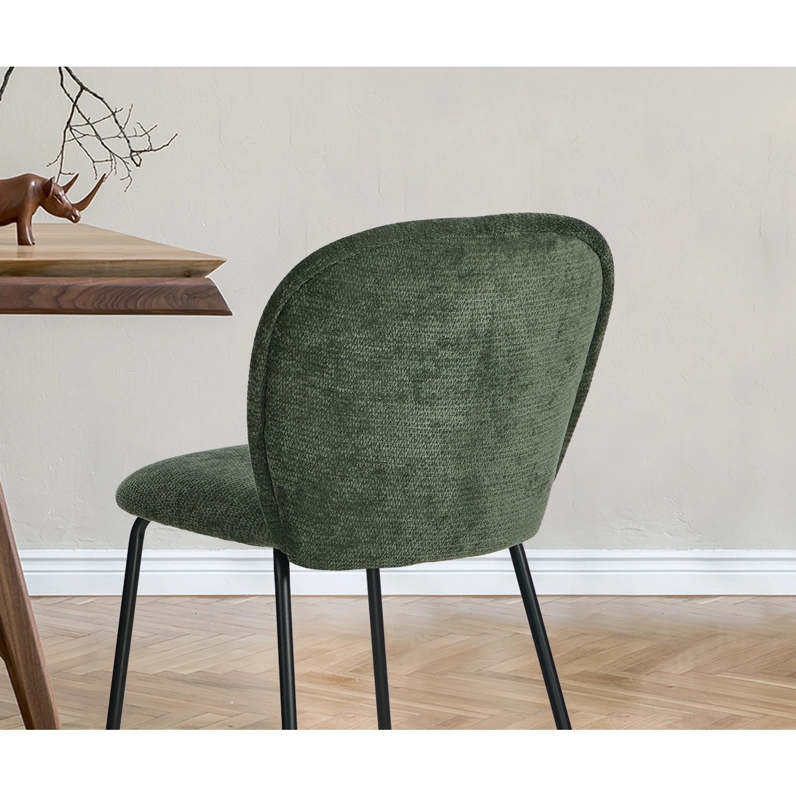 5 Oikiture 4x Dining Chairs Kitchen Accent Chairs Chenille Pad Metal Legs - Green, 5 of 9