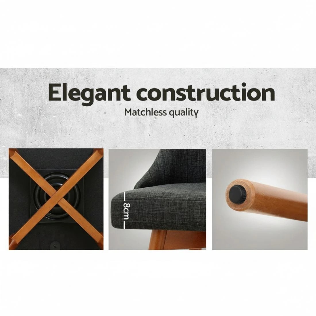 5 Artiss 2x Bar Stools Swivel Seat Wooden Charcoal - Grey, 5 of 6