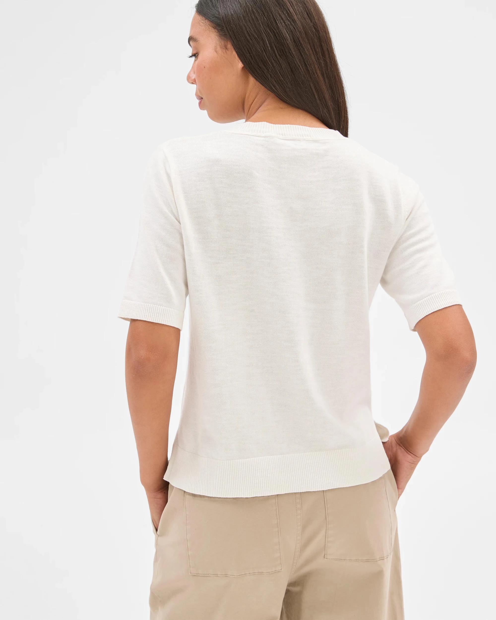 6 Target Australian Cotton/Linen Blend Knitted T-Shirt WHITE, 6 of 6