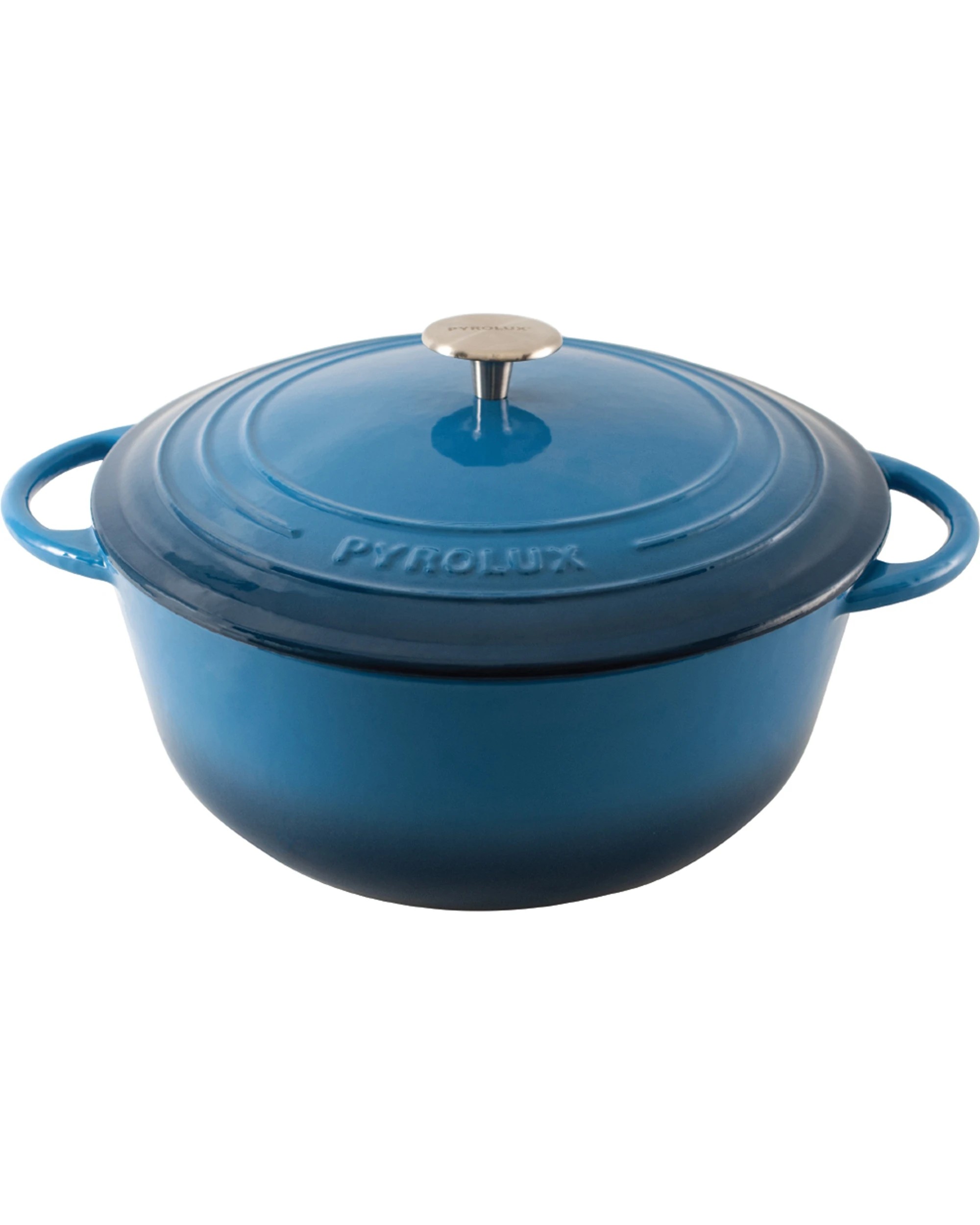 1 Pyrolux Pyrochef 20cm 2L Cast Iron Round Casserole With Lid Oven Safe 240C - Blue, 1 of 1