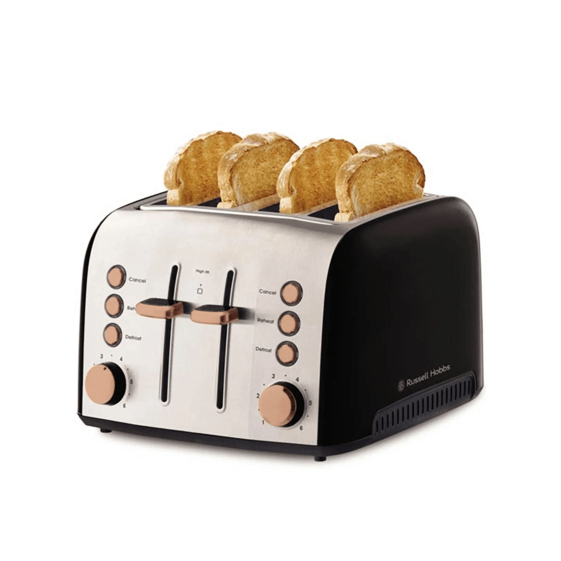 1 Russell Hobbs Brooklyn 4 Slice Toaster - Black with Copper Details, 1 of 4