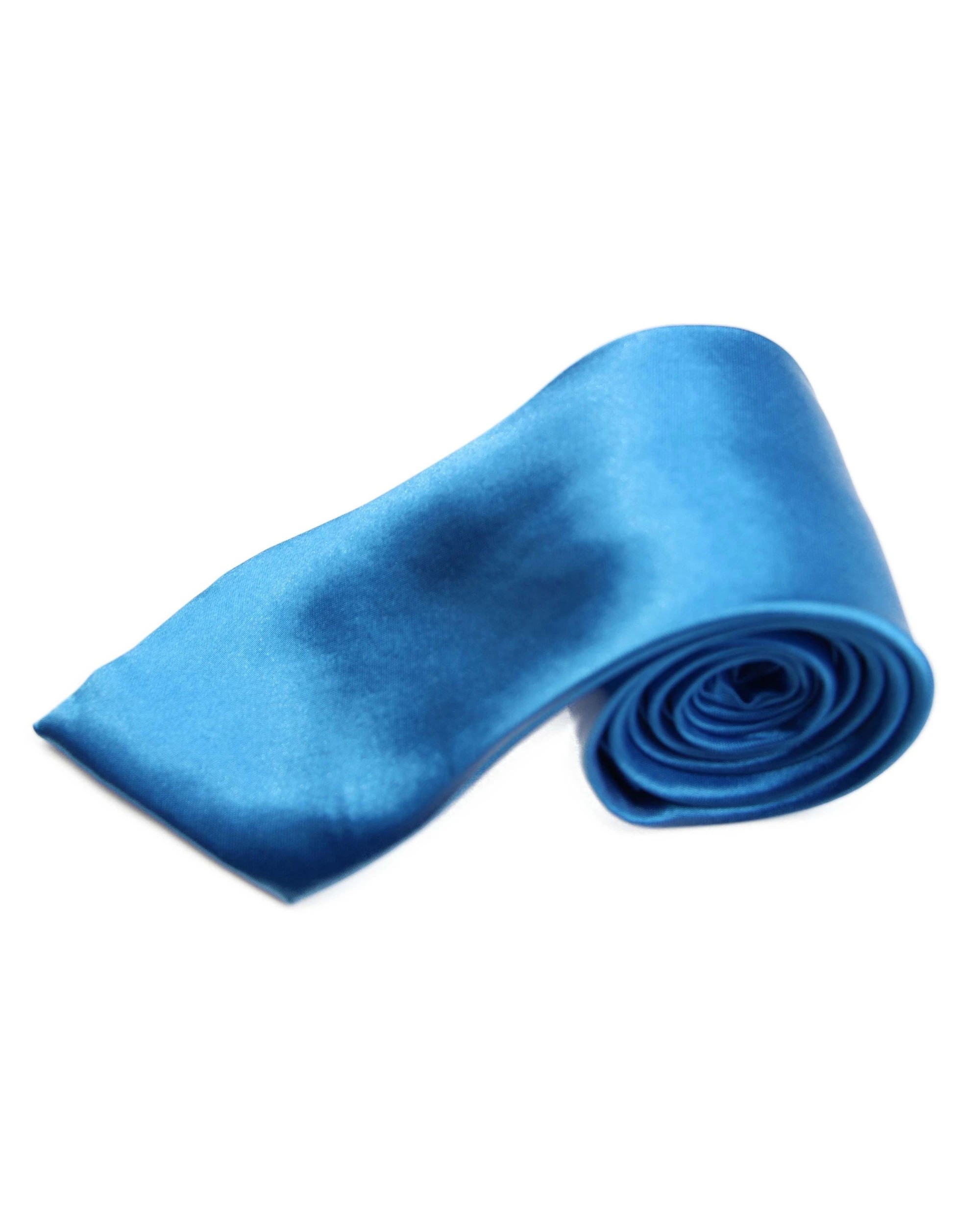 2 Zasel Mens Santorini Blue 8cm Plain Neck Tie, 2 of 2