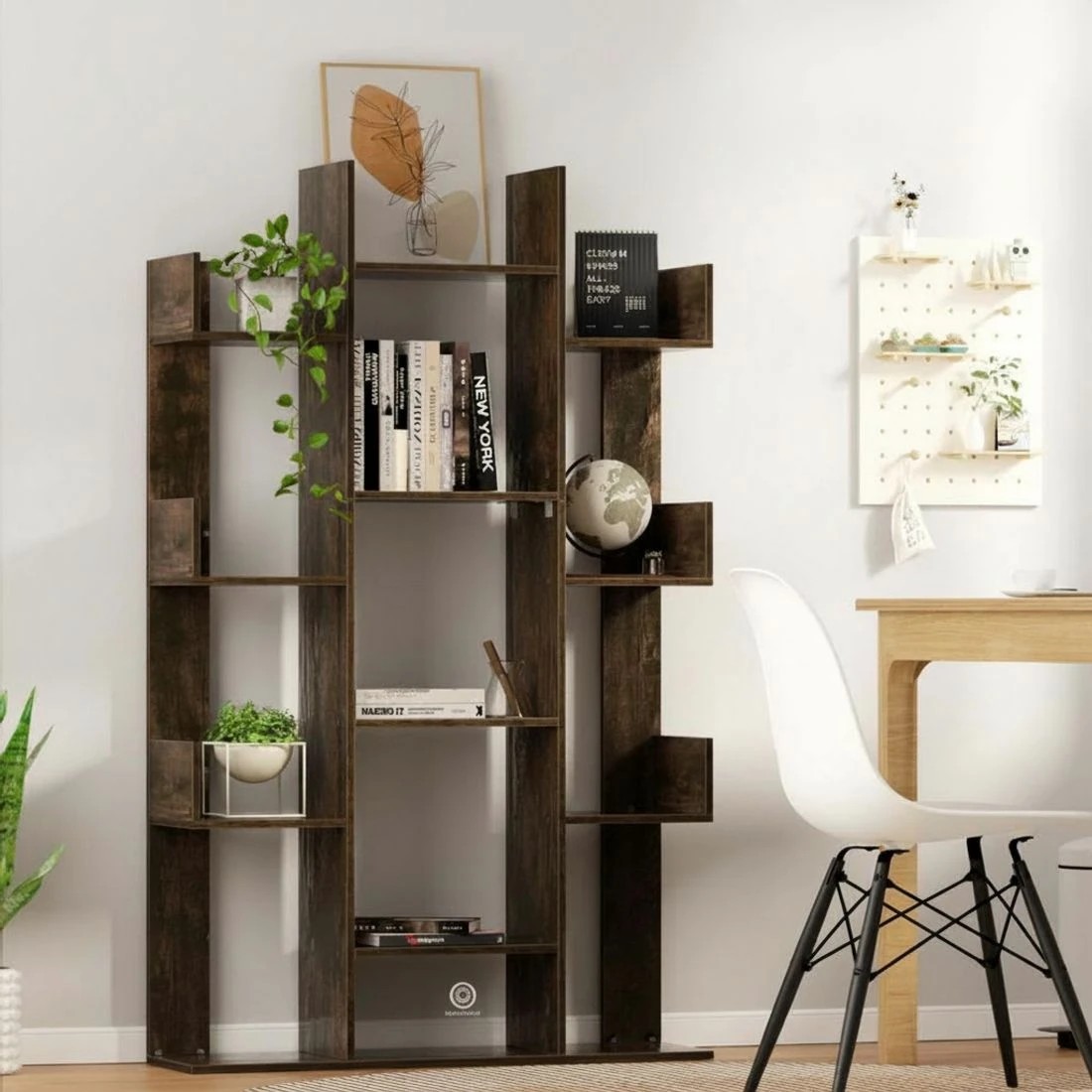 6 Artiss Tree-Shaped Bookshelf ROMI Walnut - Brown, 6 of 7