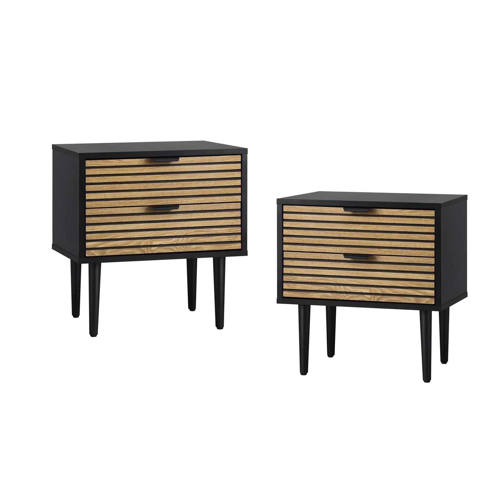 1 Oikiture 2PCS Bedside Table 2 Drawers Side Table Storage Unit - Multi, 1 of 8