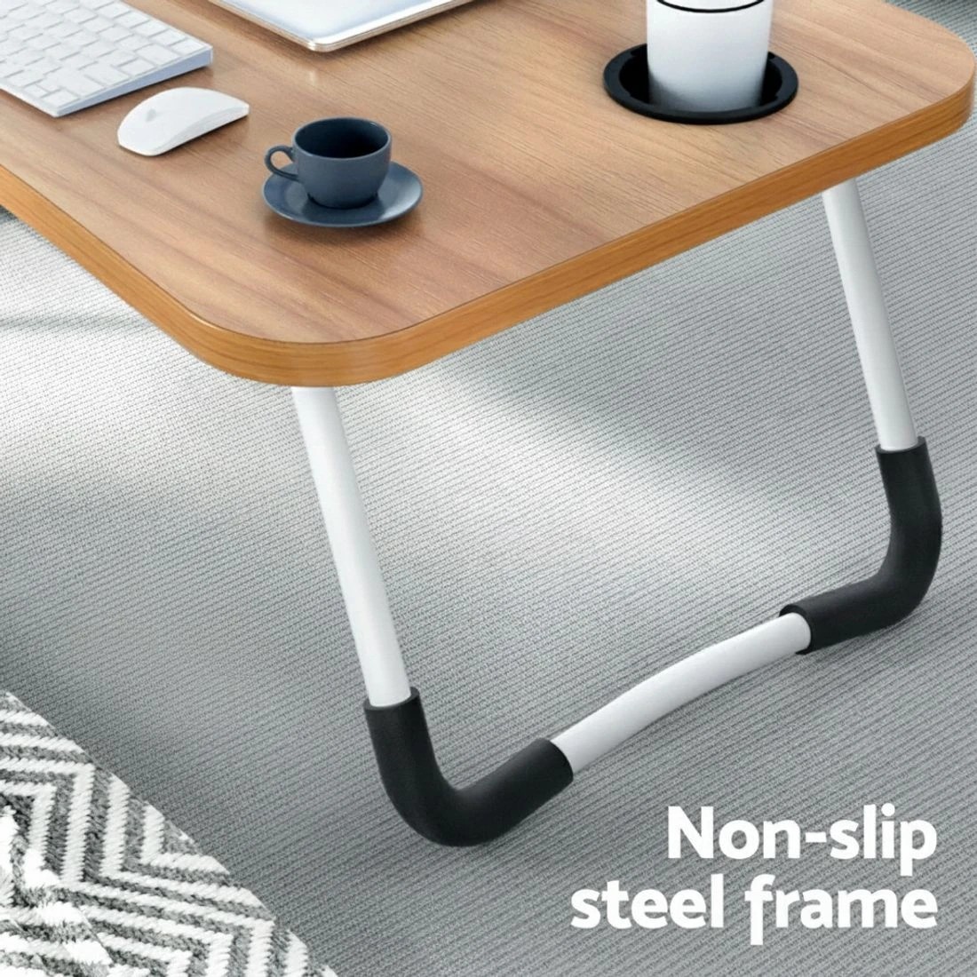 4 Laptop Desk Table Foldable Stand Lap Tray Sofa Bed Portable Adjustable Desks - Natural, 4 of 5