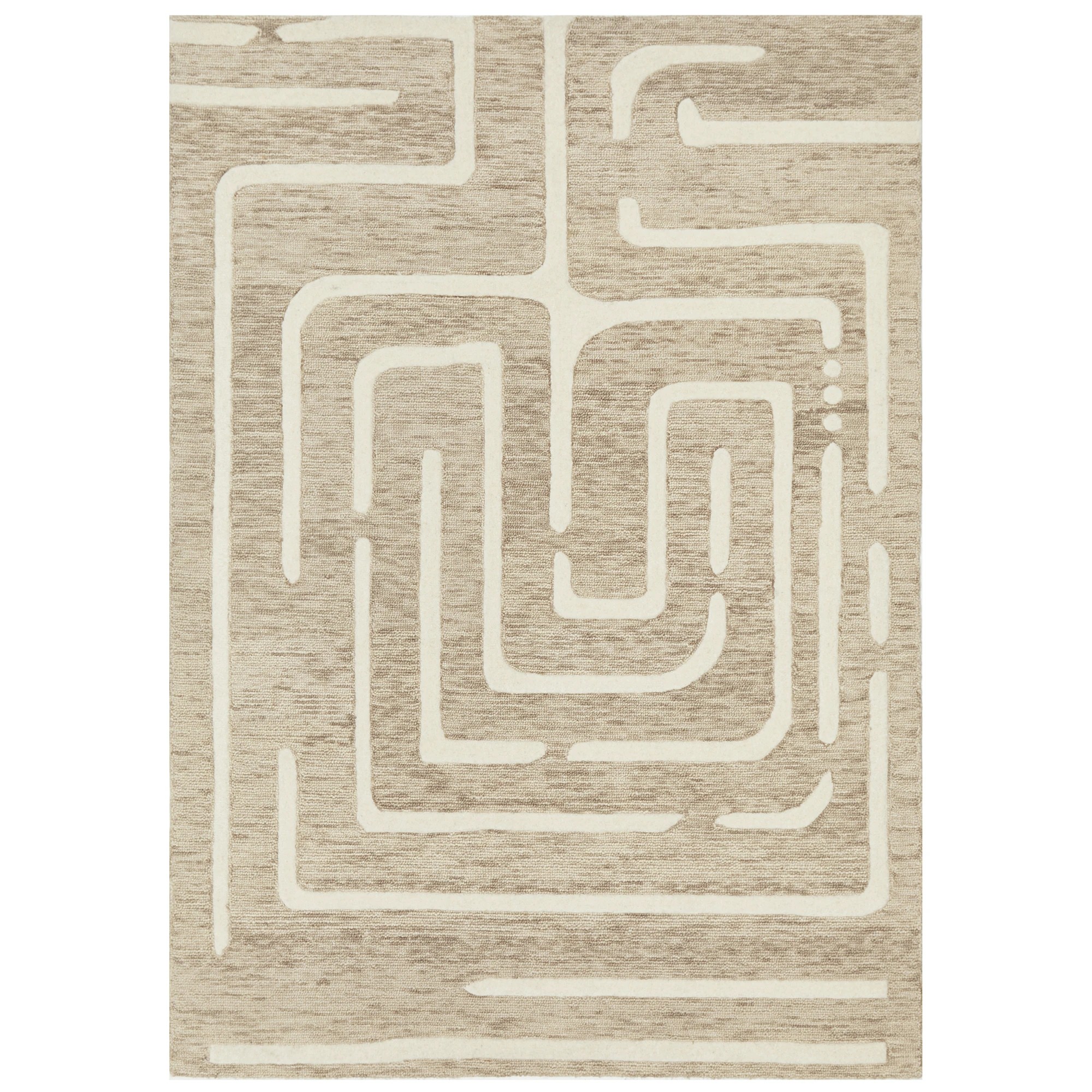 2 Common Ground Rugs Lumina Maze 225x155cm - Medium Wool Rug - Beige, 2 of 7