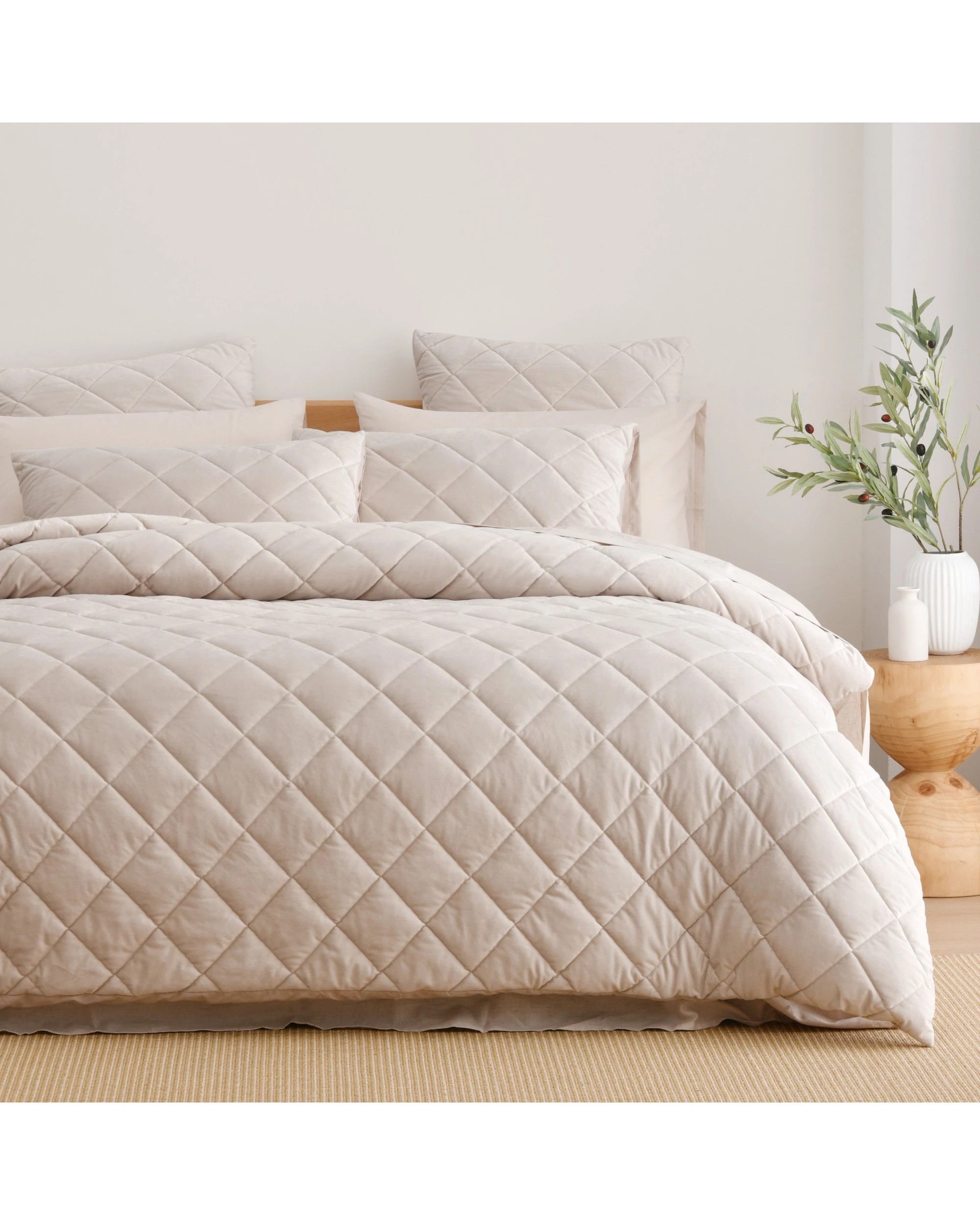 1 Dreamaker Haven Quilted Quilt Cover Set - Queen Bed - Stone, 1 of 9