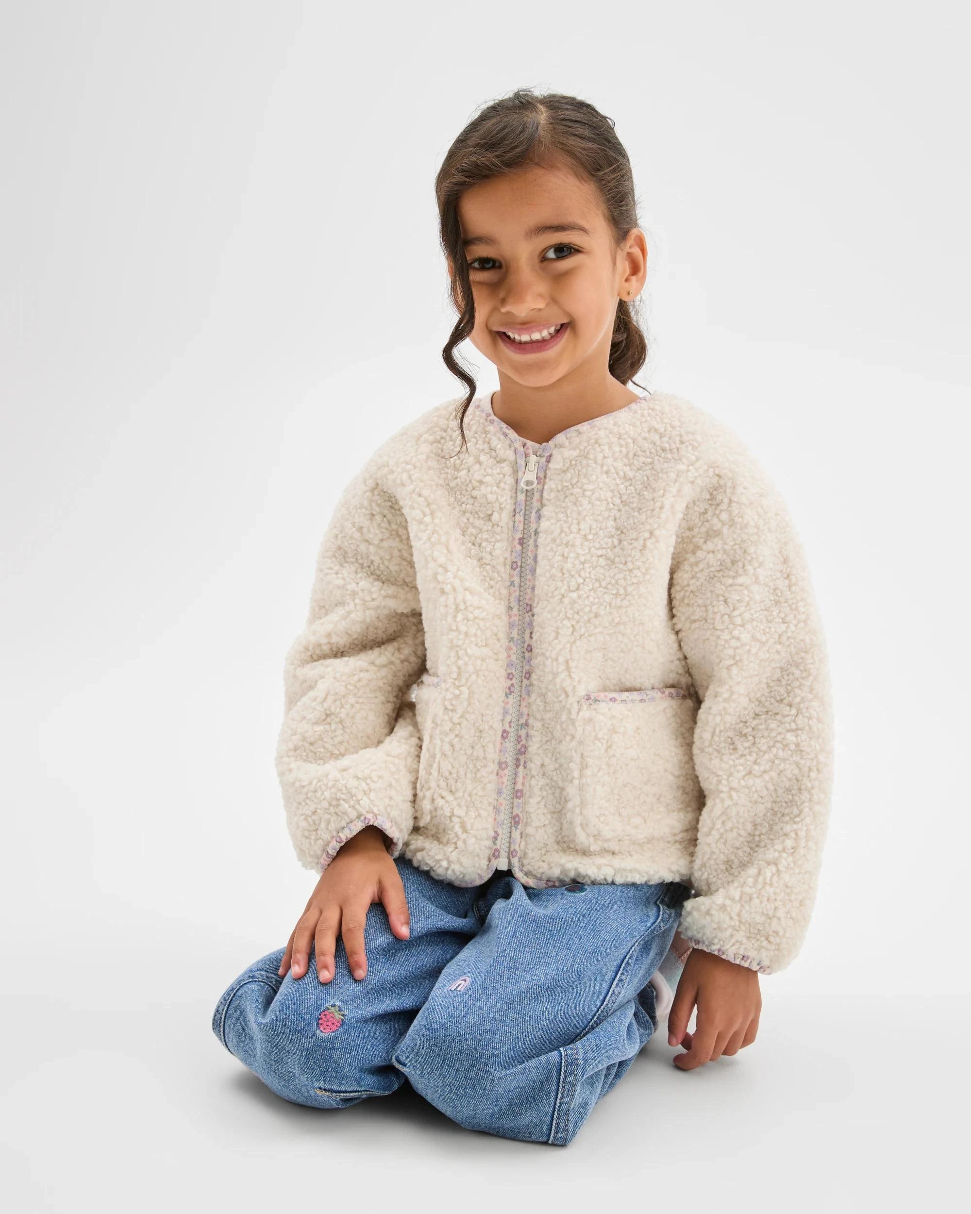 4 Target Kids Long Sleeve Teddy Jacket CREAM, 4 of 6