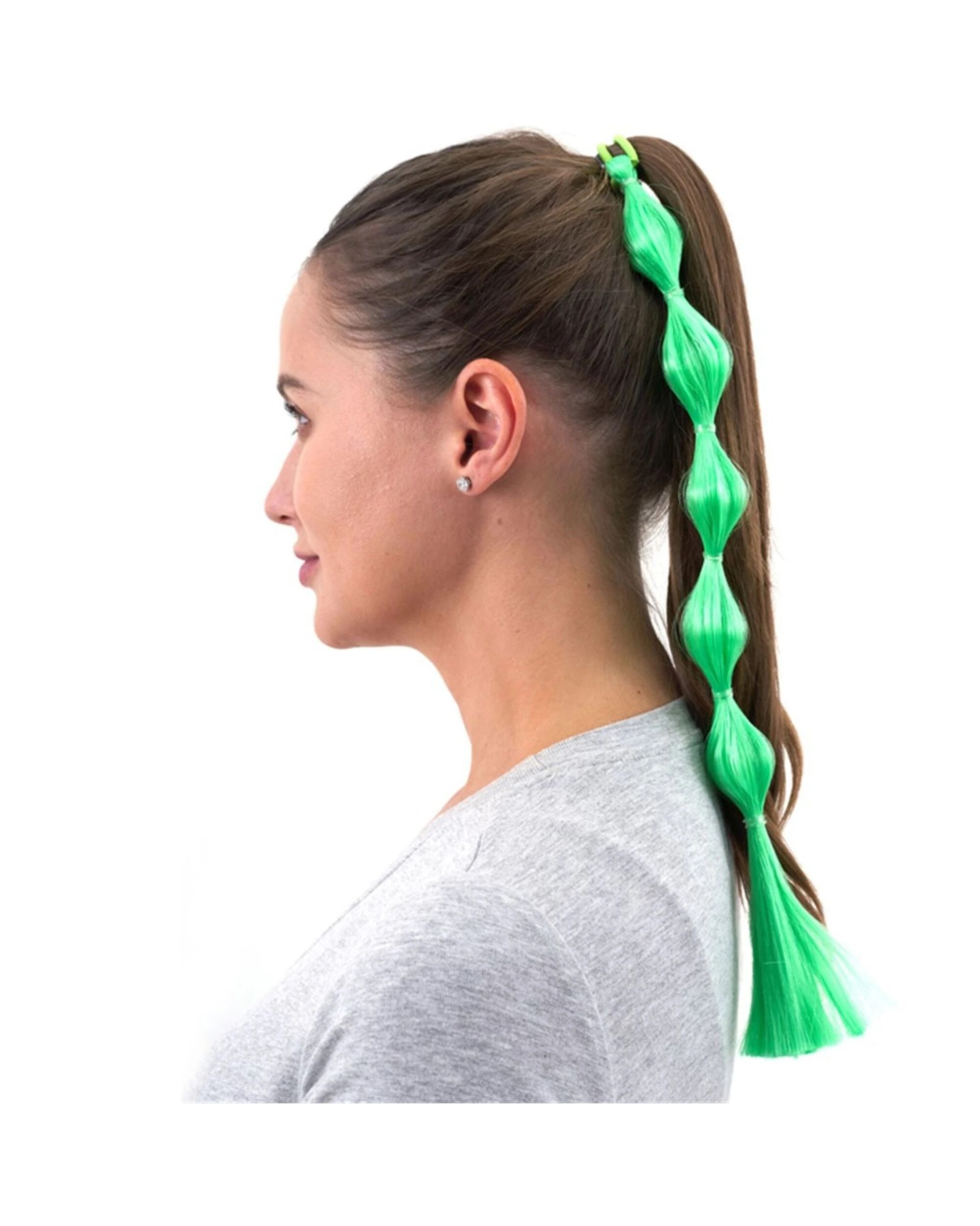 2 Party Planet Bubble Braid Hair Extension - Green, 2 of 3