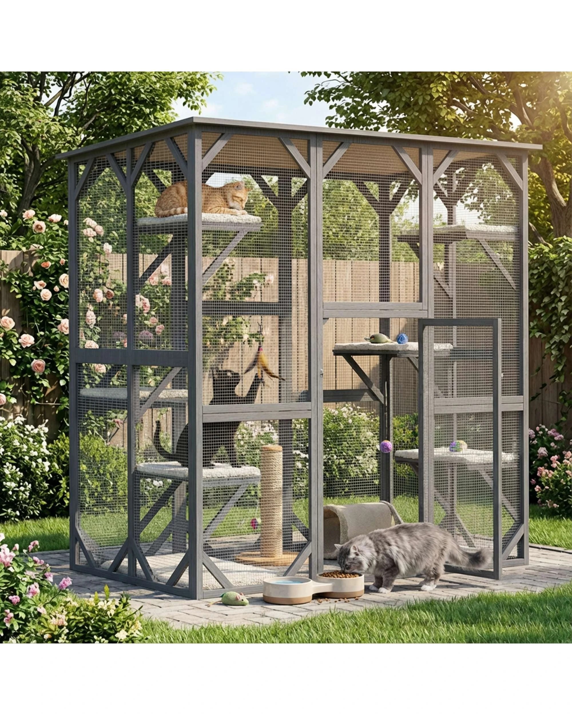 4 Advwin Extra Large Wooden Cat Cage Pet Cat Bird Shelter Condo Kitten Cage House, 4 of 9