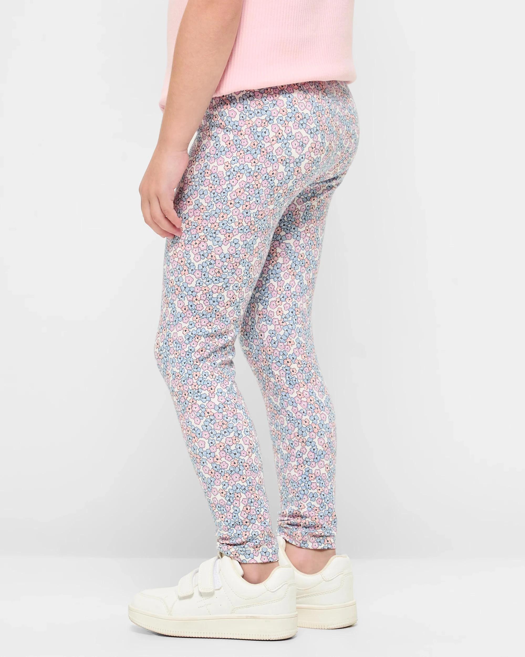 4 Target Kids Australian Cotton Print Leggings 3 Pack FLORAL STRIPE, 4 of 7