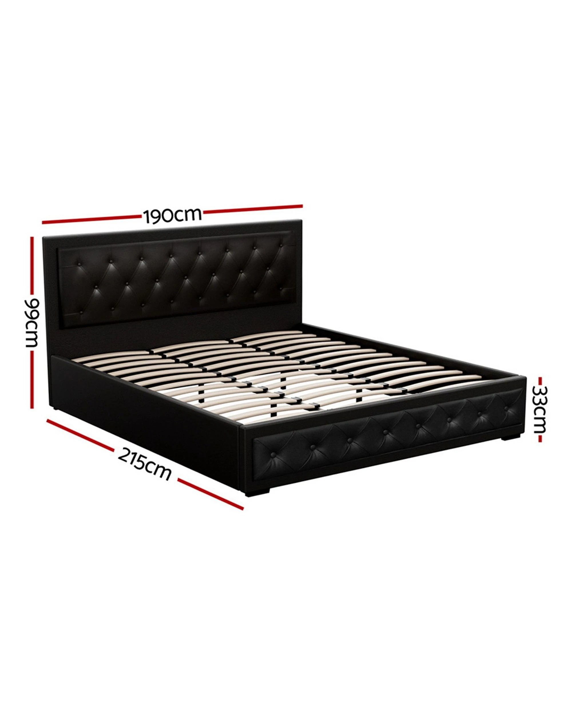2 Artiss Bed Frame King Size Gas Lift  TIYO - Black, 2 of 8