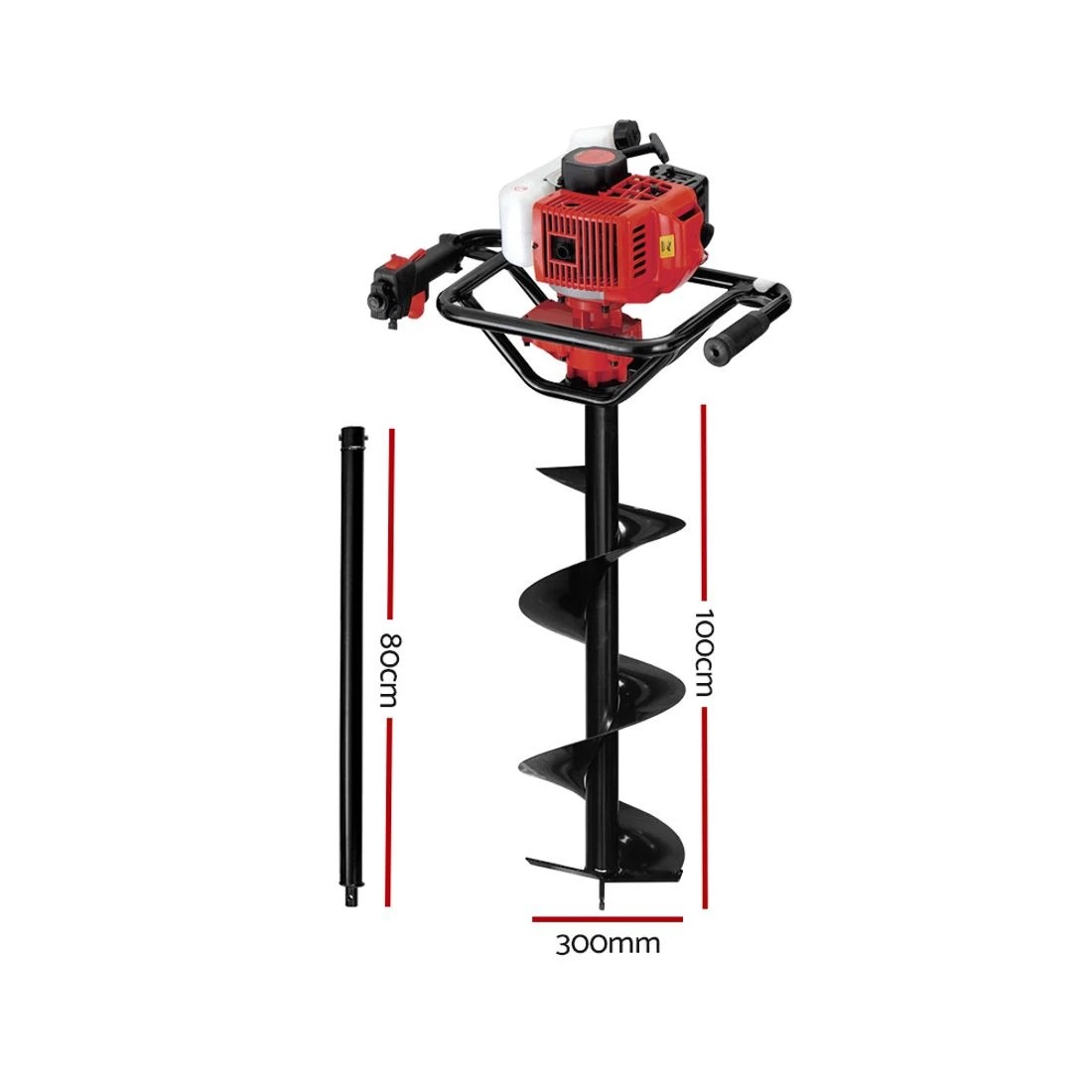 2 Giantz Post Hole Digger 300mm Petrol Drill Extension Bits Auger - Multi, 2 of 5