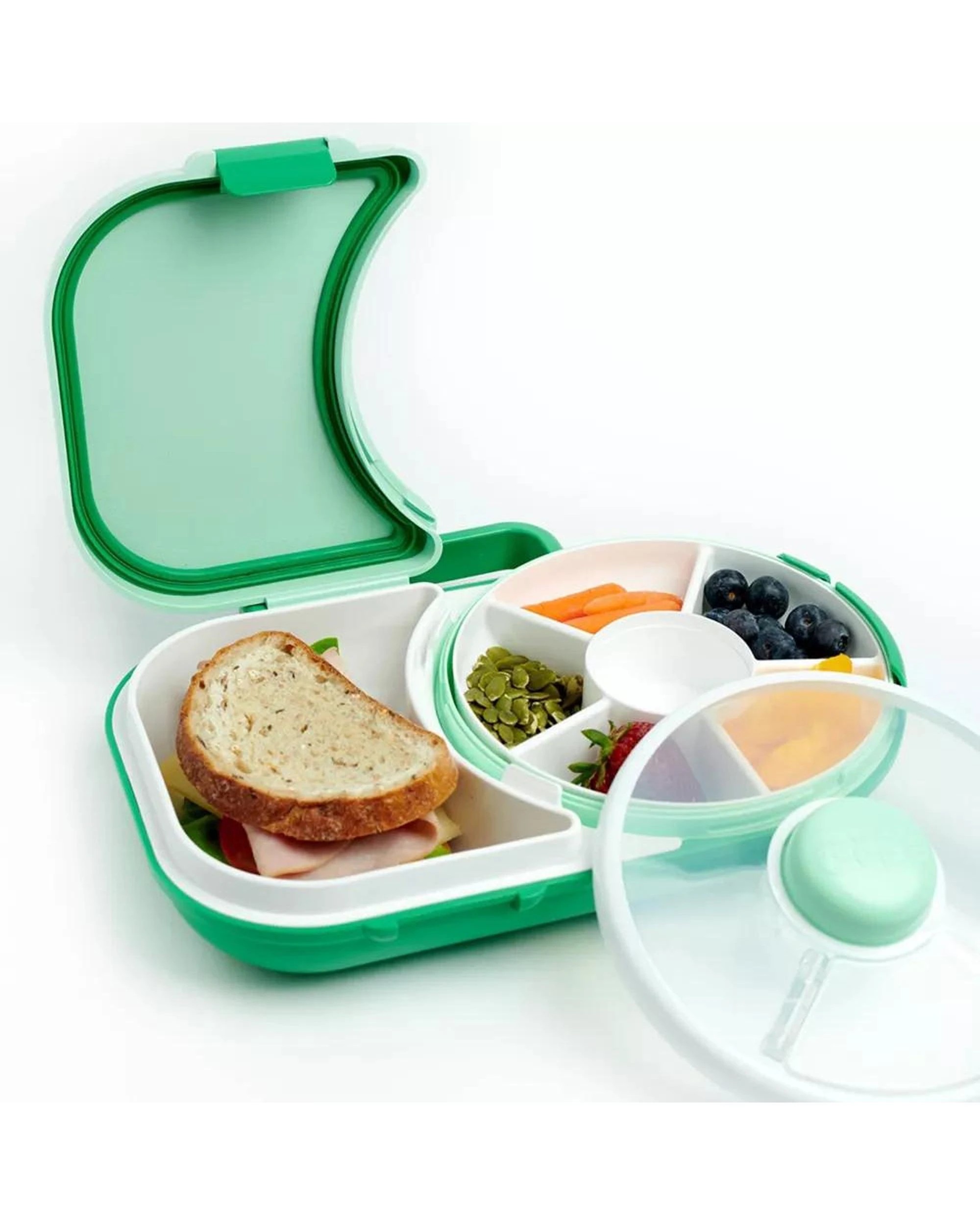 2 GoBe 2in1 Lunchbox With Original Snack Spinner  Green, 2 of 3