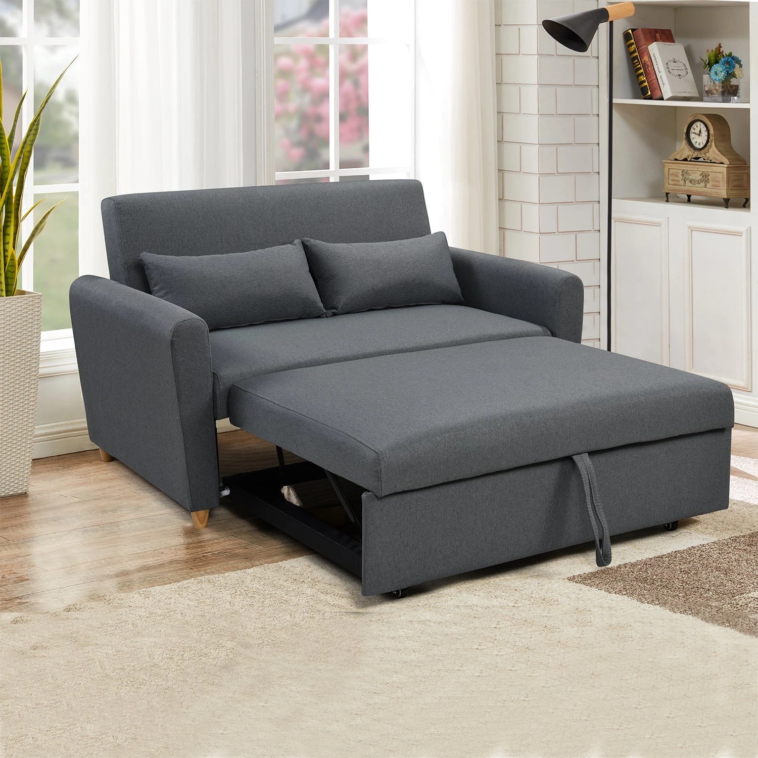 2 Foret 2-seater Pull Out Sofa Bed Lounge Adjustable Couch Furniture Grey, 2 of 8