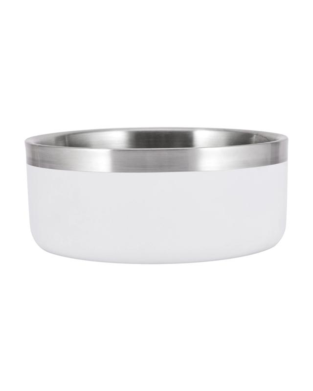 Double Wall Dog Bowl - White, S